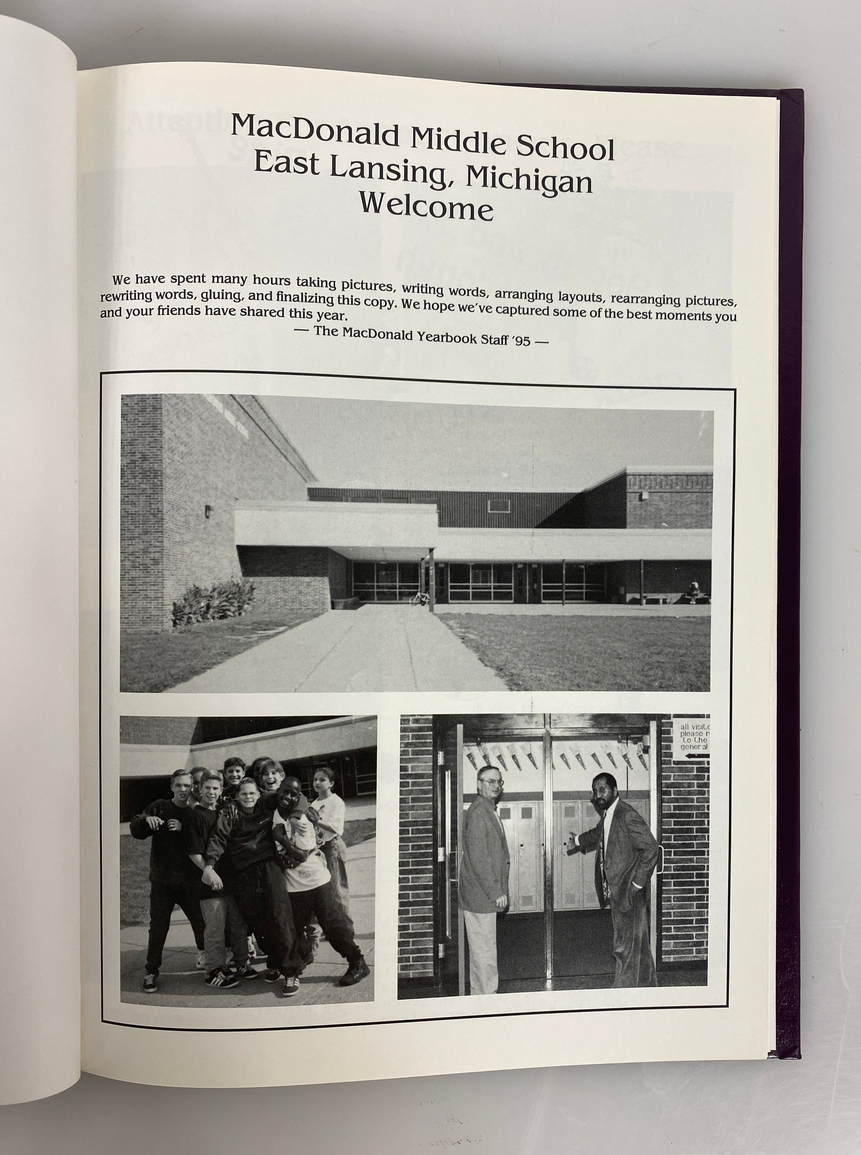 1995 MacDonald Middle School Yearbook East Lansing Michigan HC