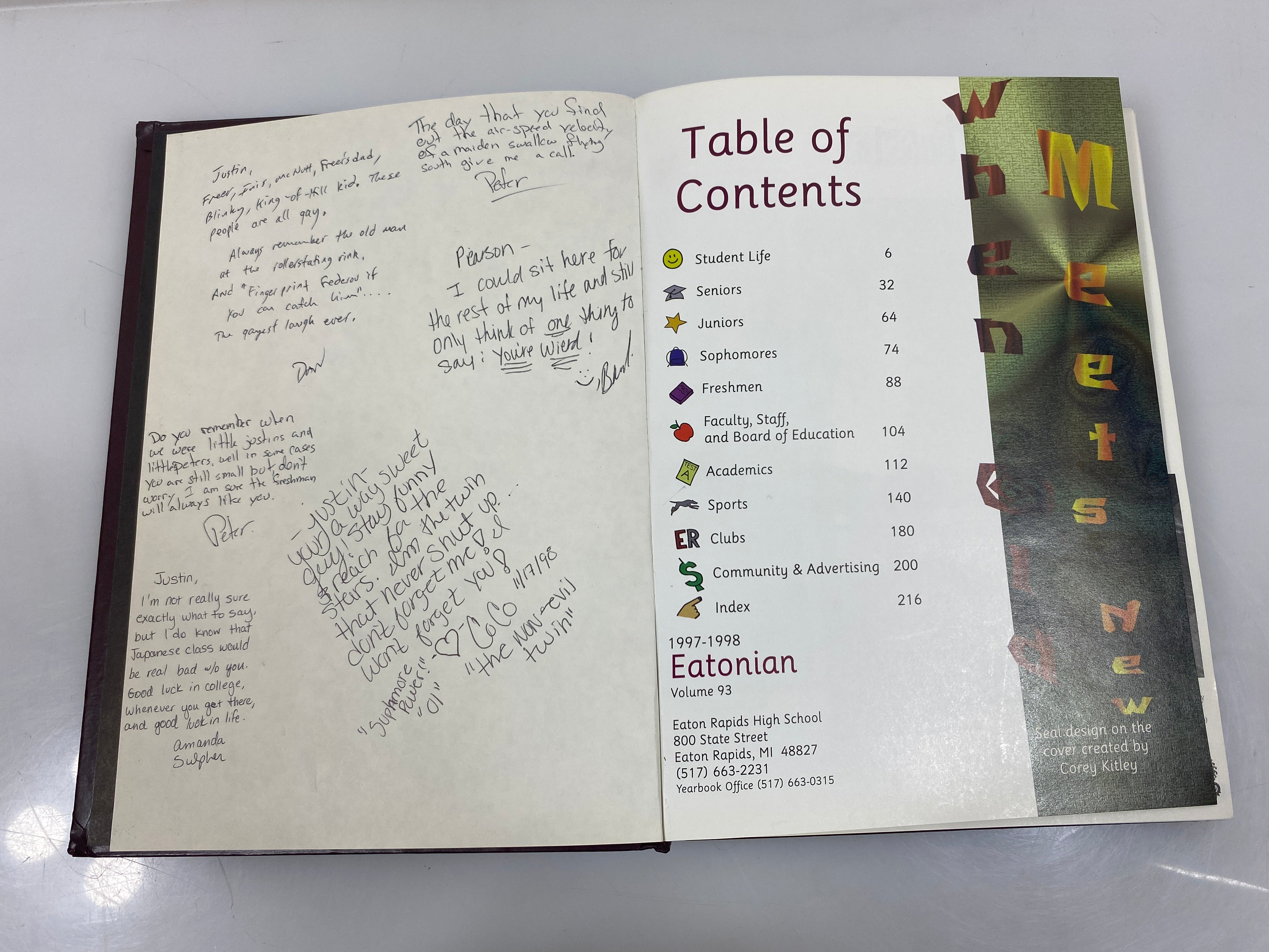 1998 Eaton Rapids High School Yearbook "Eatonian" Eaton Rapids Michigan HC
