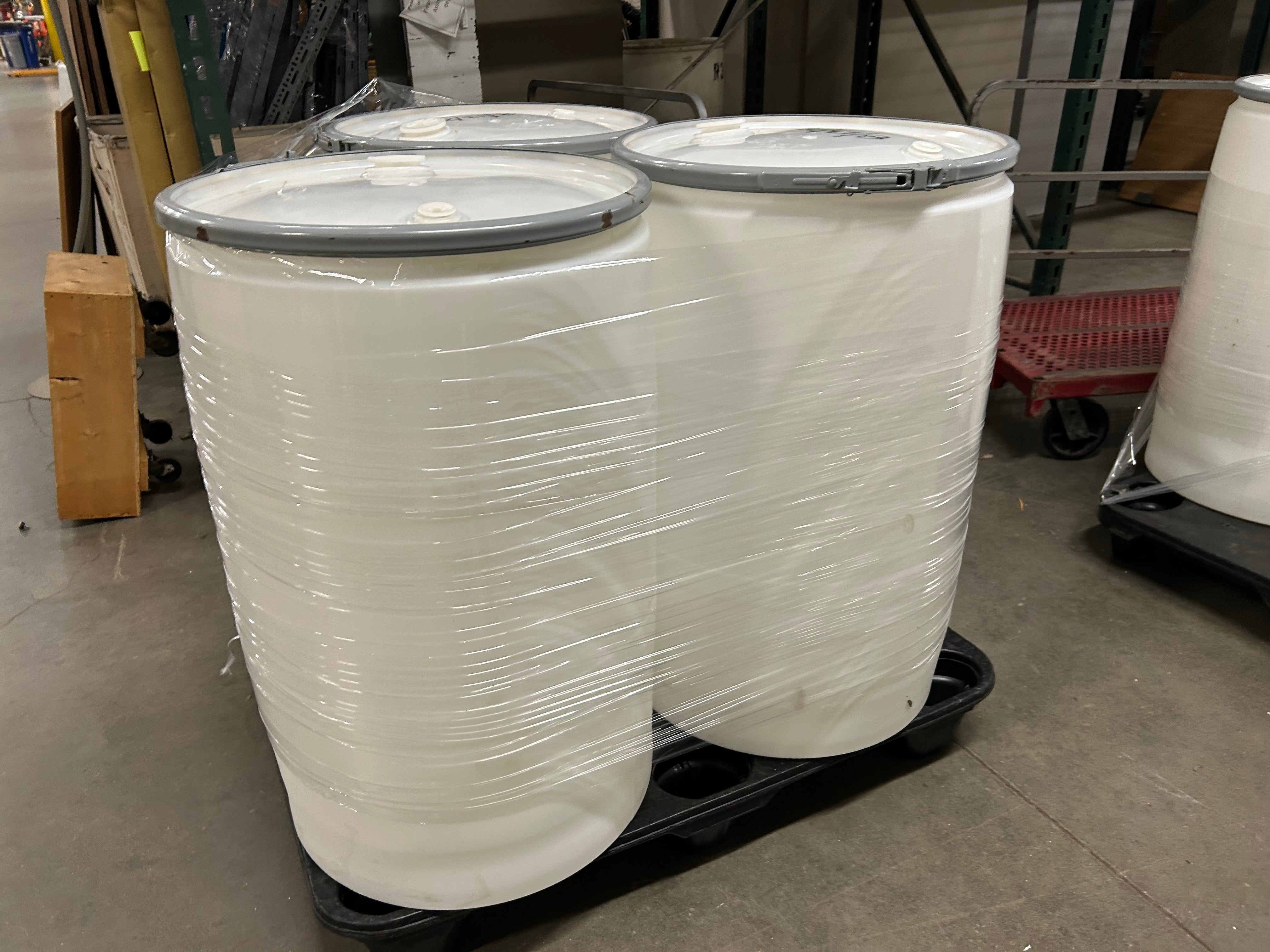 Lot of 3 - 55 Gallon Drums with Lids and Clamps #2
