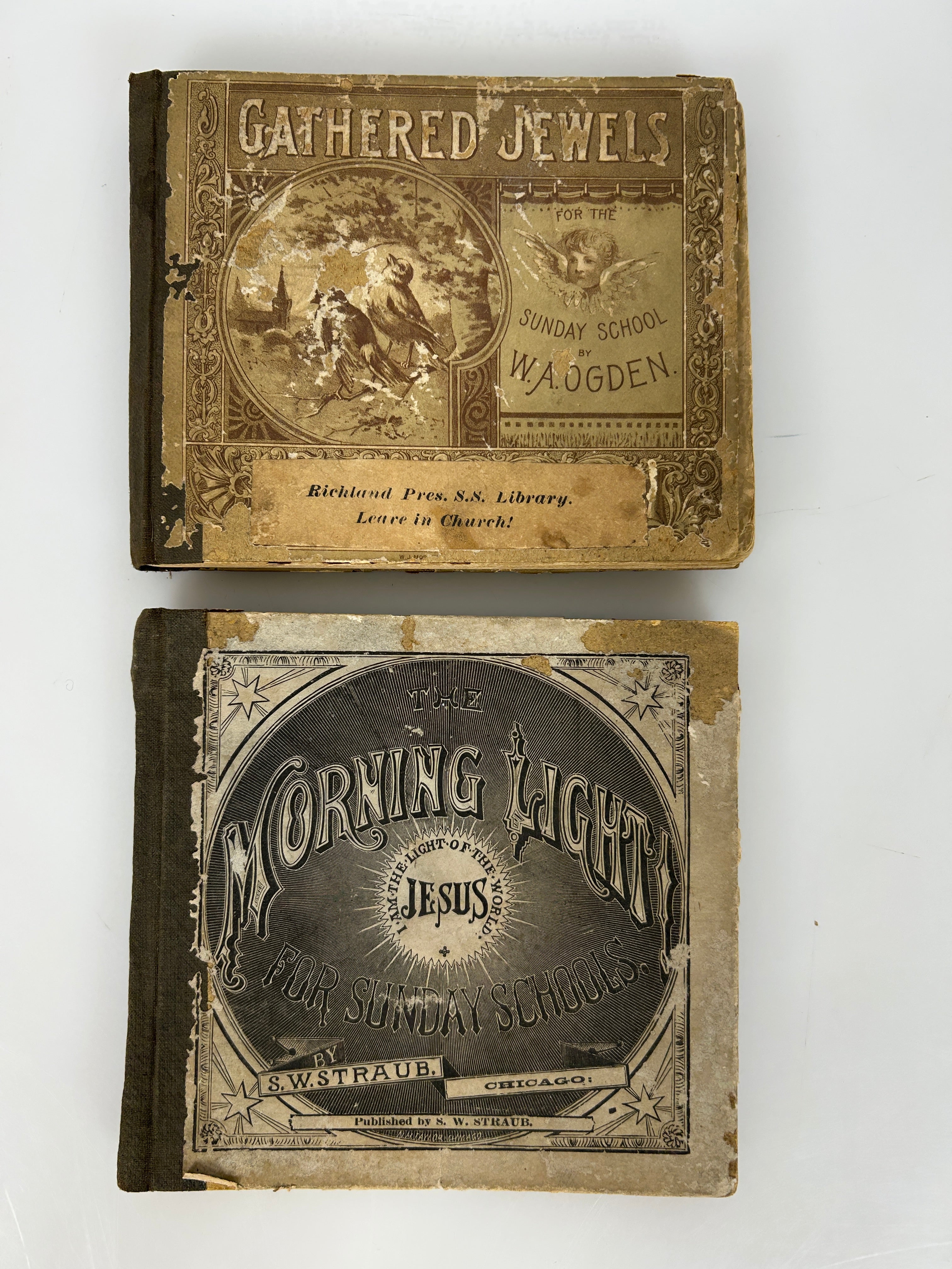 2 Antique Hymnals ~1880s HC~ Sunday School