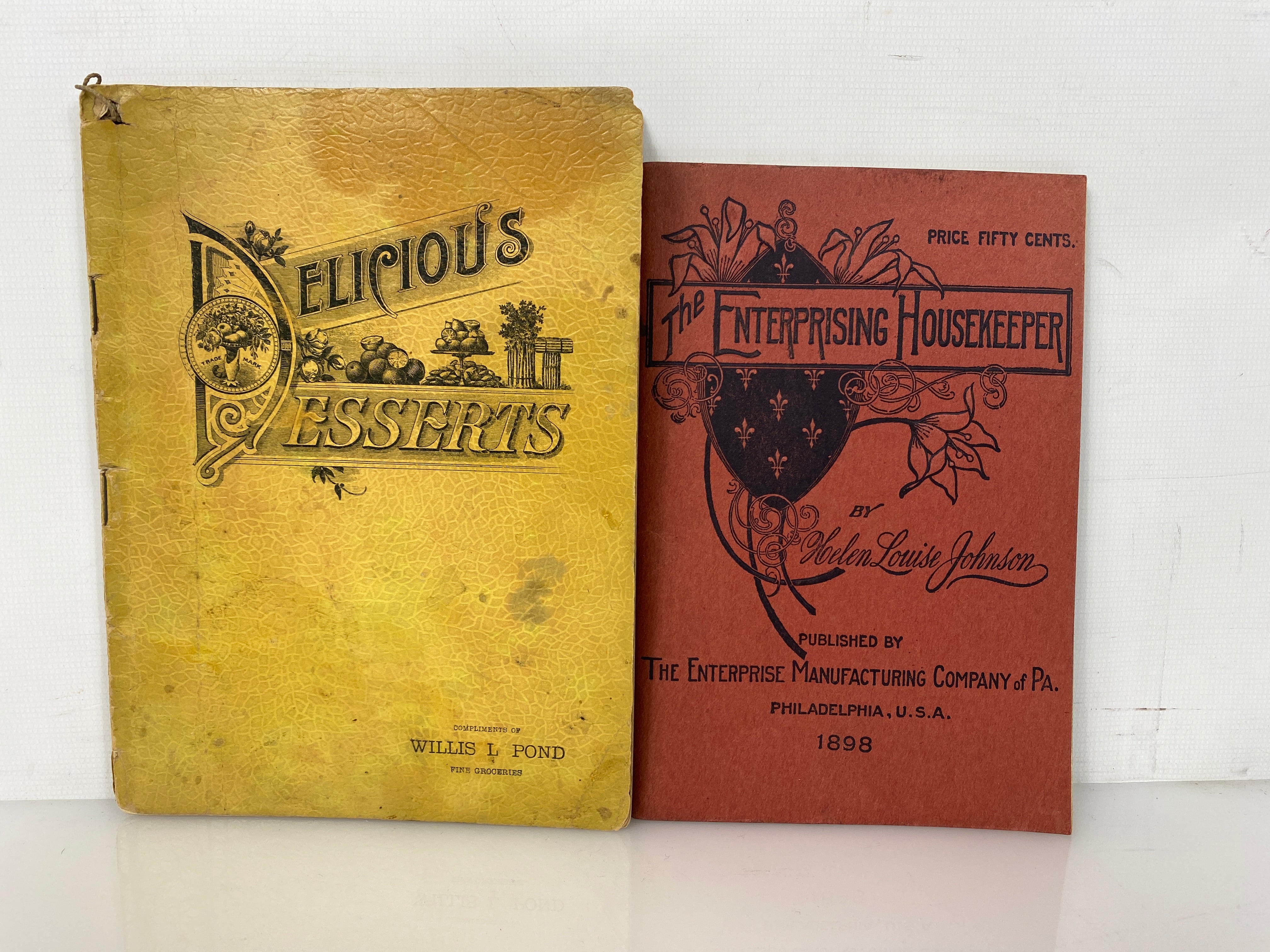 2 Antique Recipe Booklets: The Enterprising Housekeeper/Delicious Desserts SC
