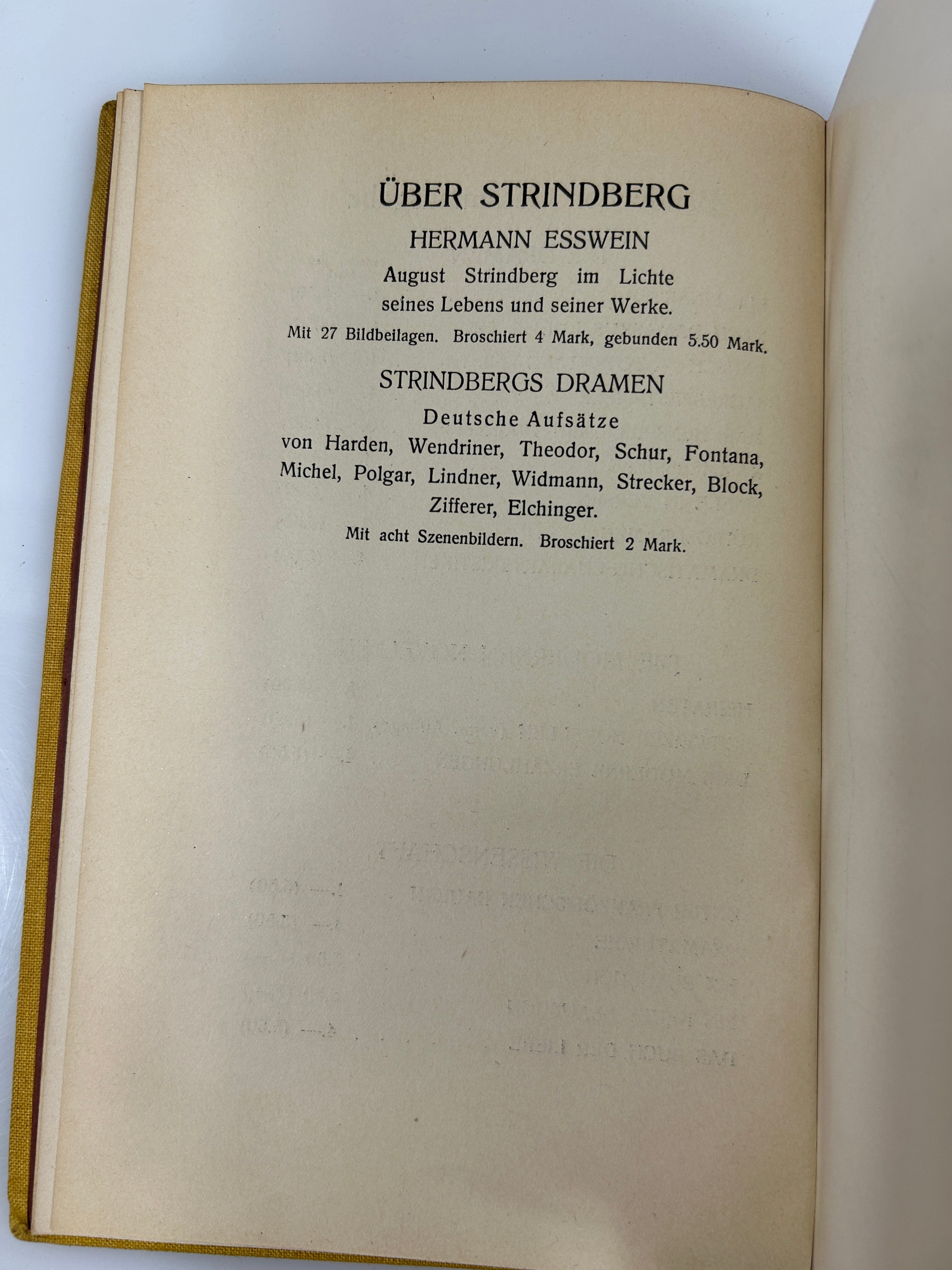 2 August Strindberg German Language Volumes 1914-1918 Antique HC