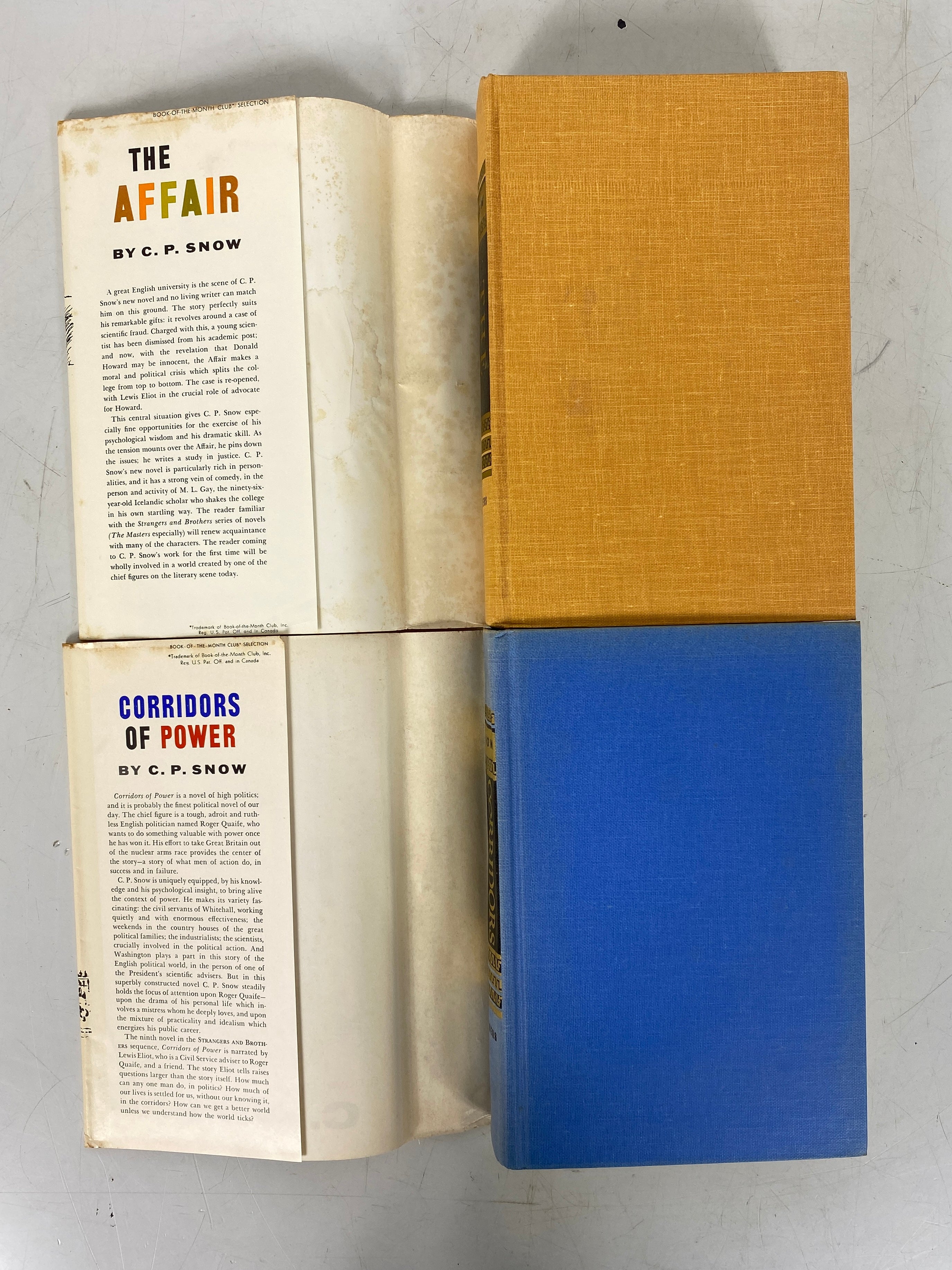 2 C.P. Snow Novels: The Affair/Corridors of Power 1960-64 HC DJ
