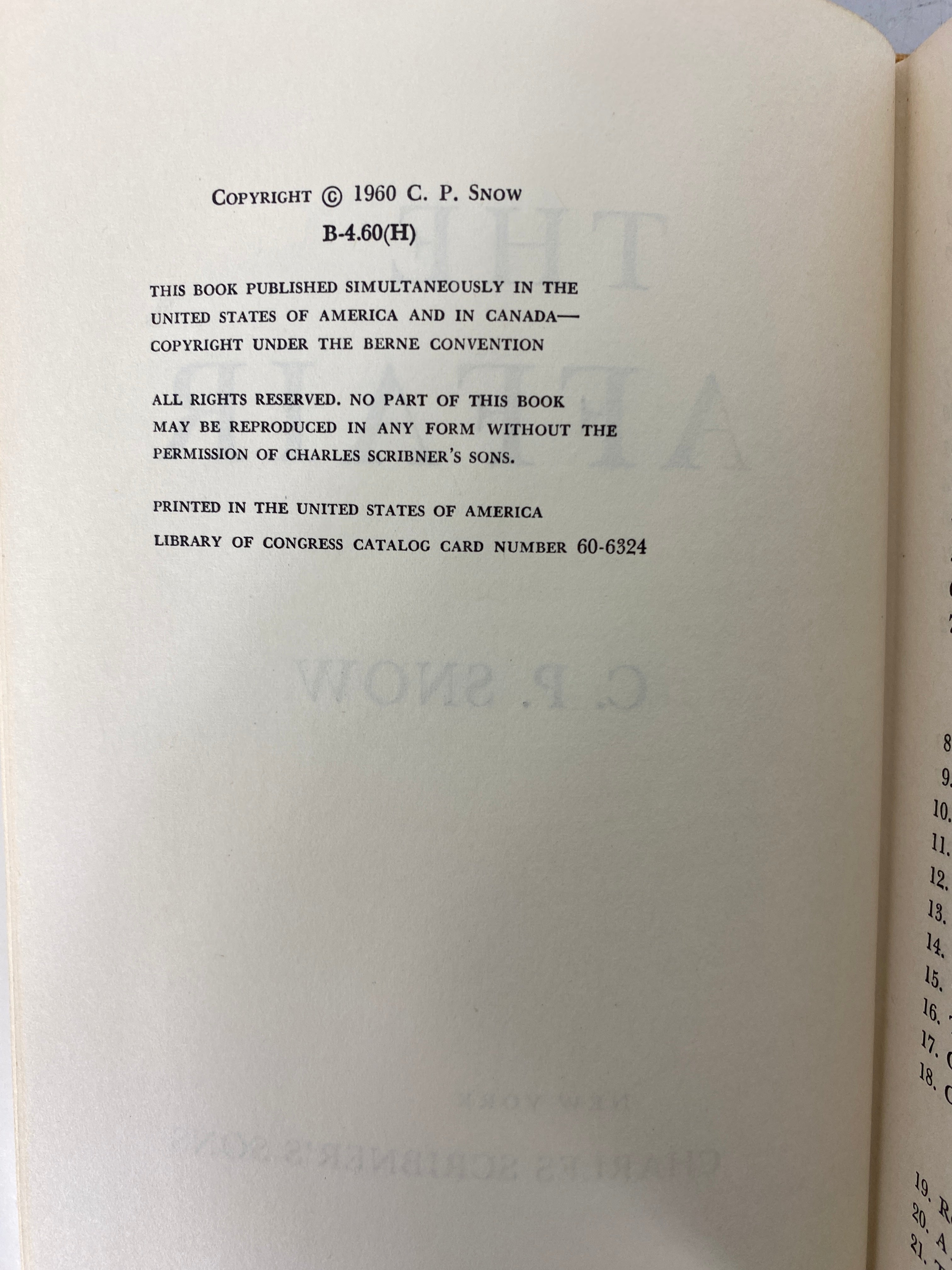2 C.P. Snow Novels: The Affair/Corridors of Power 1960-64 HC DJ