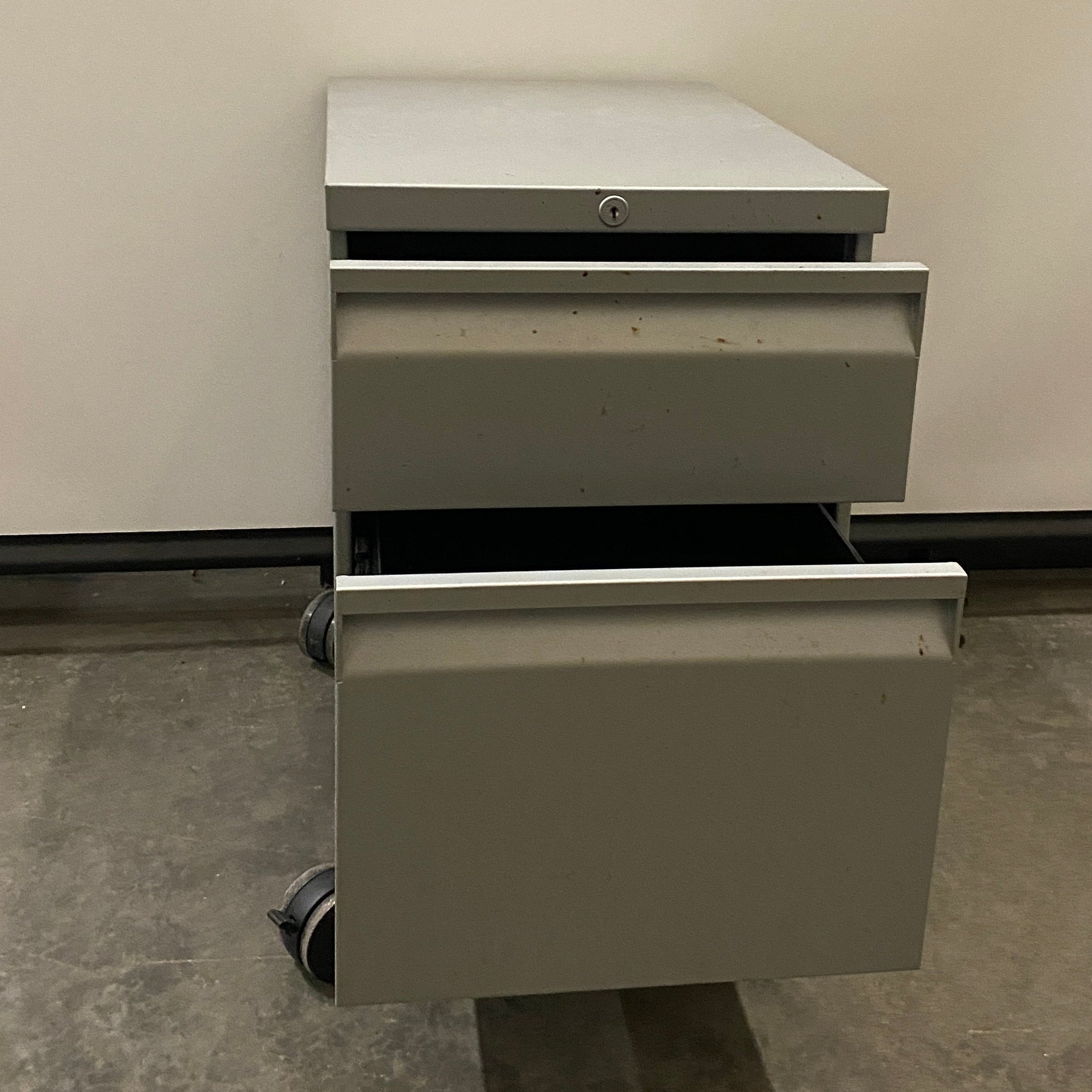 2-Drawer Mobile Metal File Cabinet with Lock & Casters – Gray
