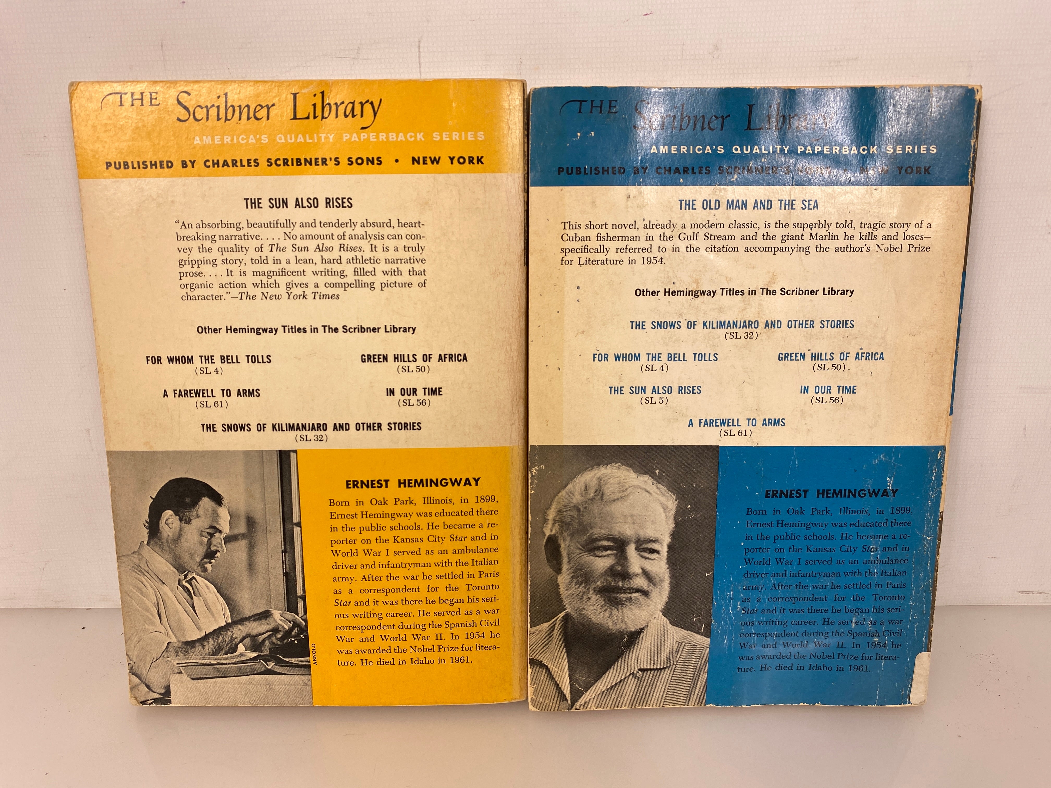 2 Hemingway The Old Man & the Sea/The Sun Also Rises Scribner Library 1952-54 SC