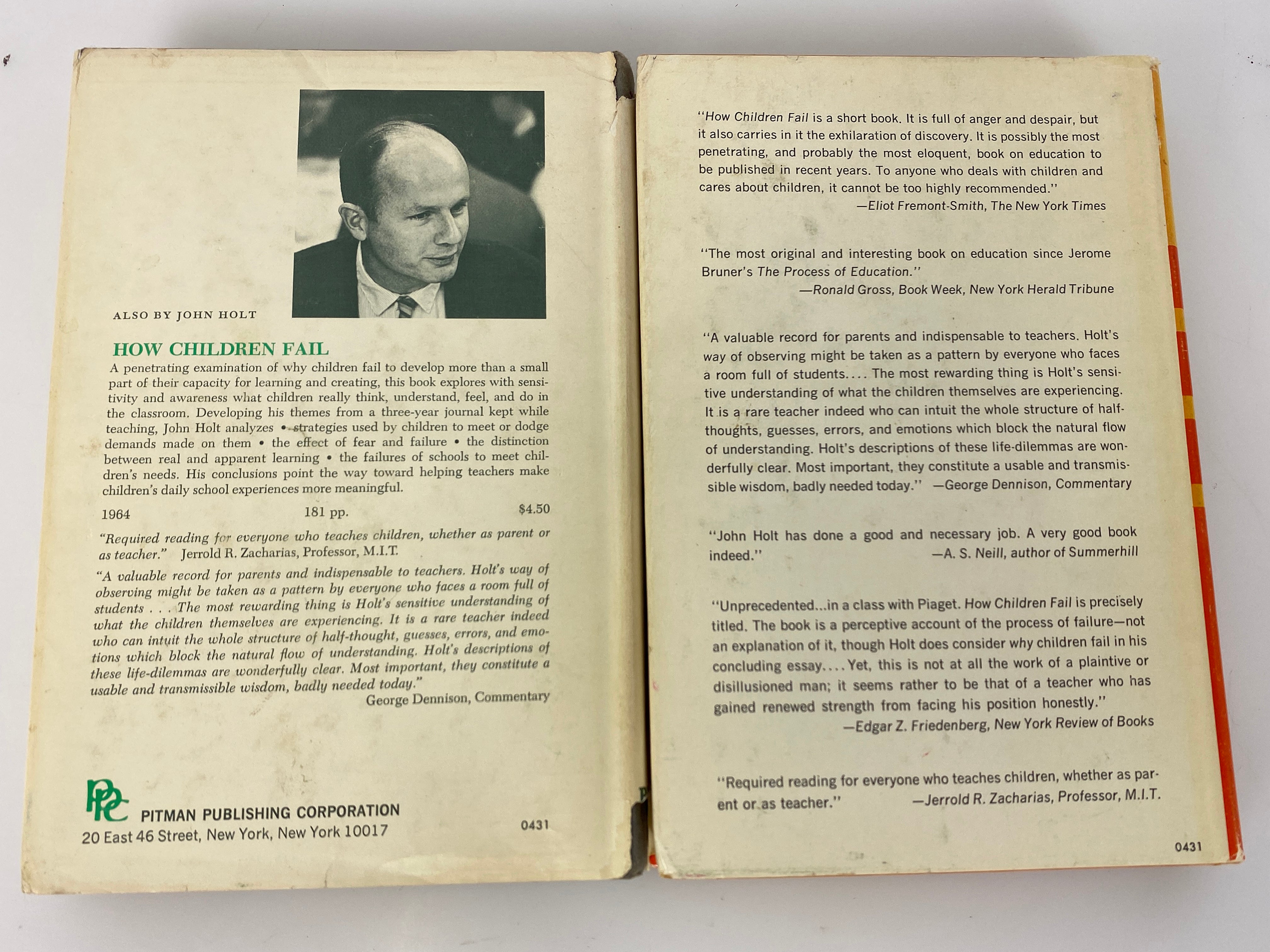 2 John Holt: How Children Fail (1968)/How Children Learn (1969) HC DJ