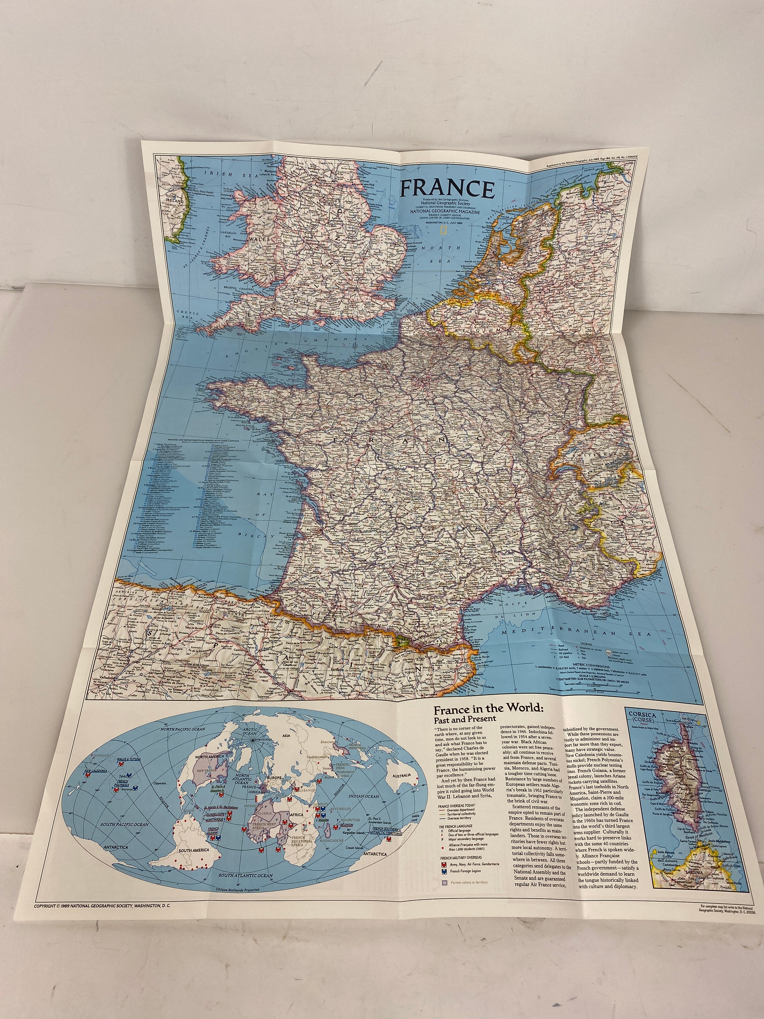 2 Maps: Nat Geo Historical France (1989)/Kummerly & Fey Frankreich Map (c1972)