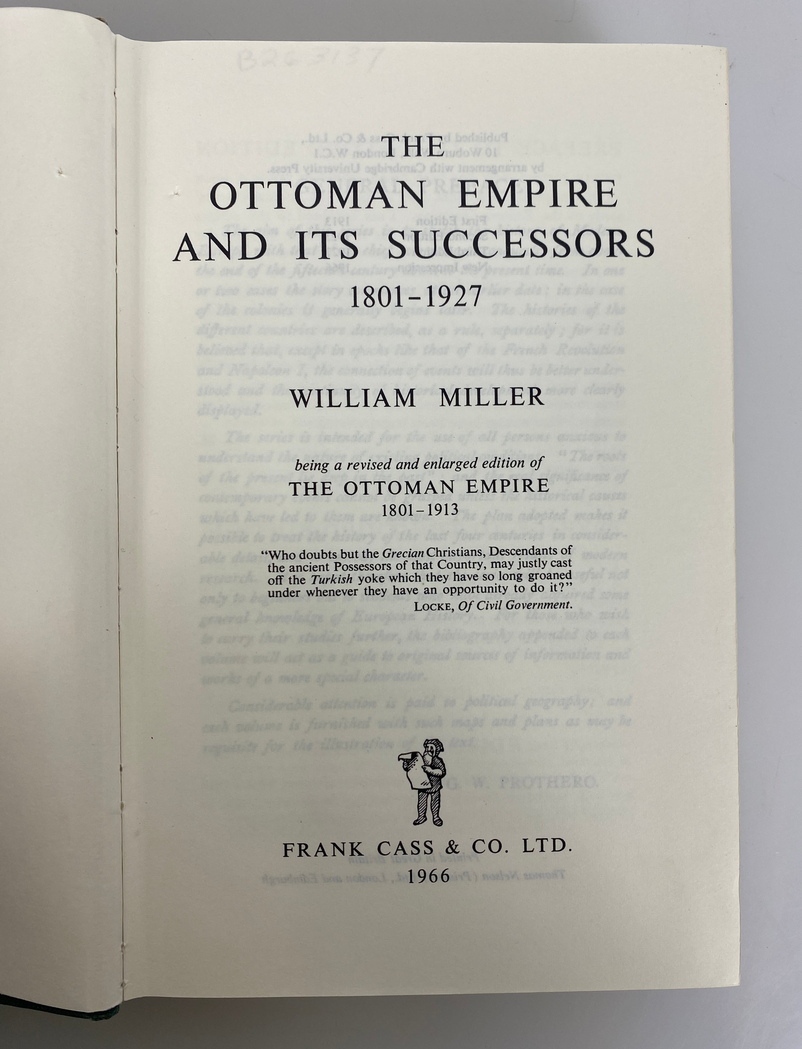 2 Ottoman Empire Volumes: Edward Creasy/William Miller 1961-1966 Ex-Library HC