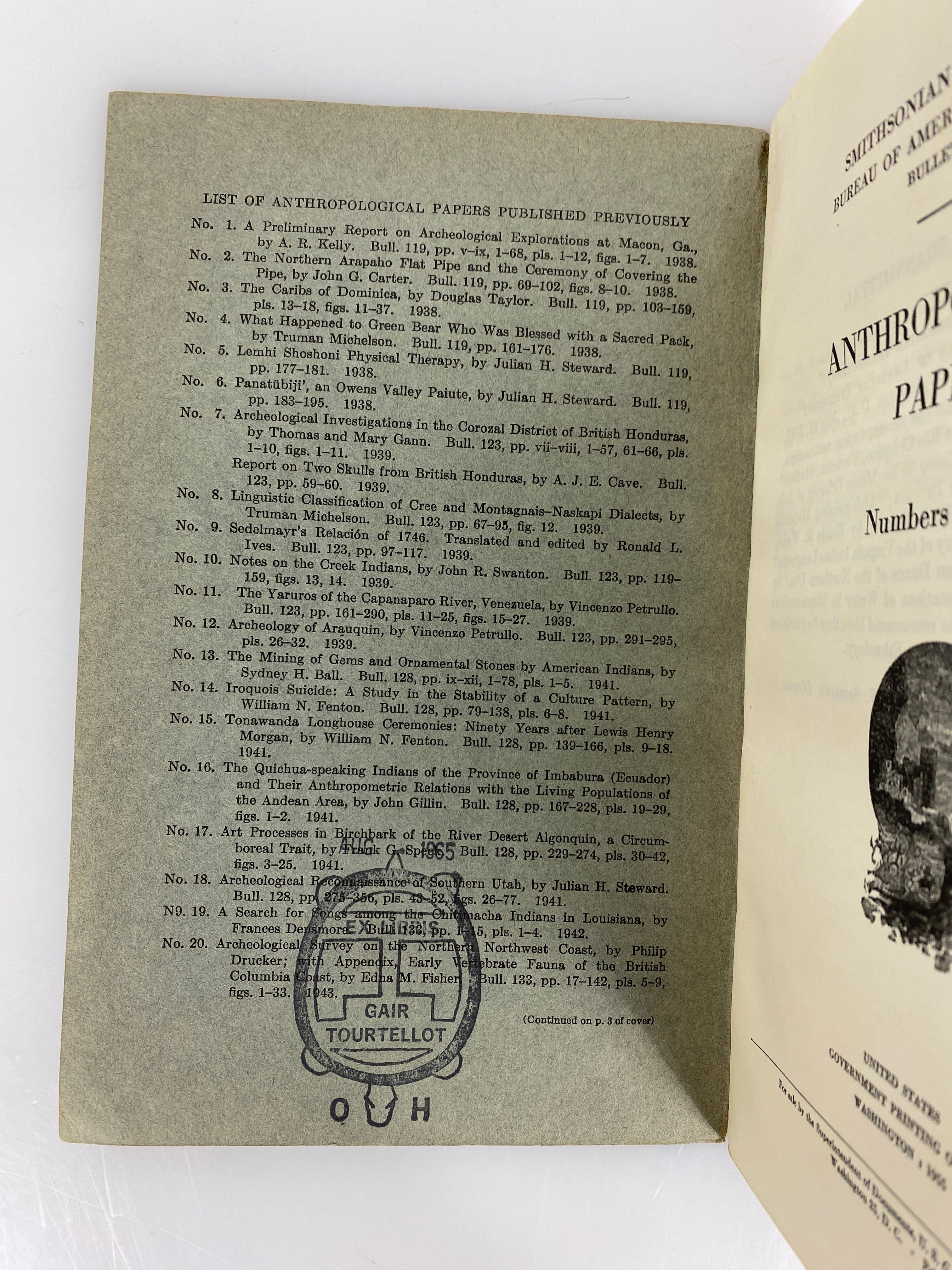 2 Smithsonian Institution Anthropological Papers 43-48/49-56 SC Bulletins