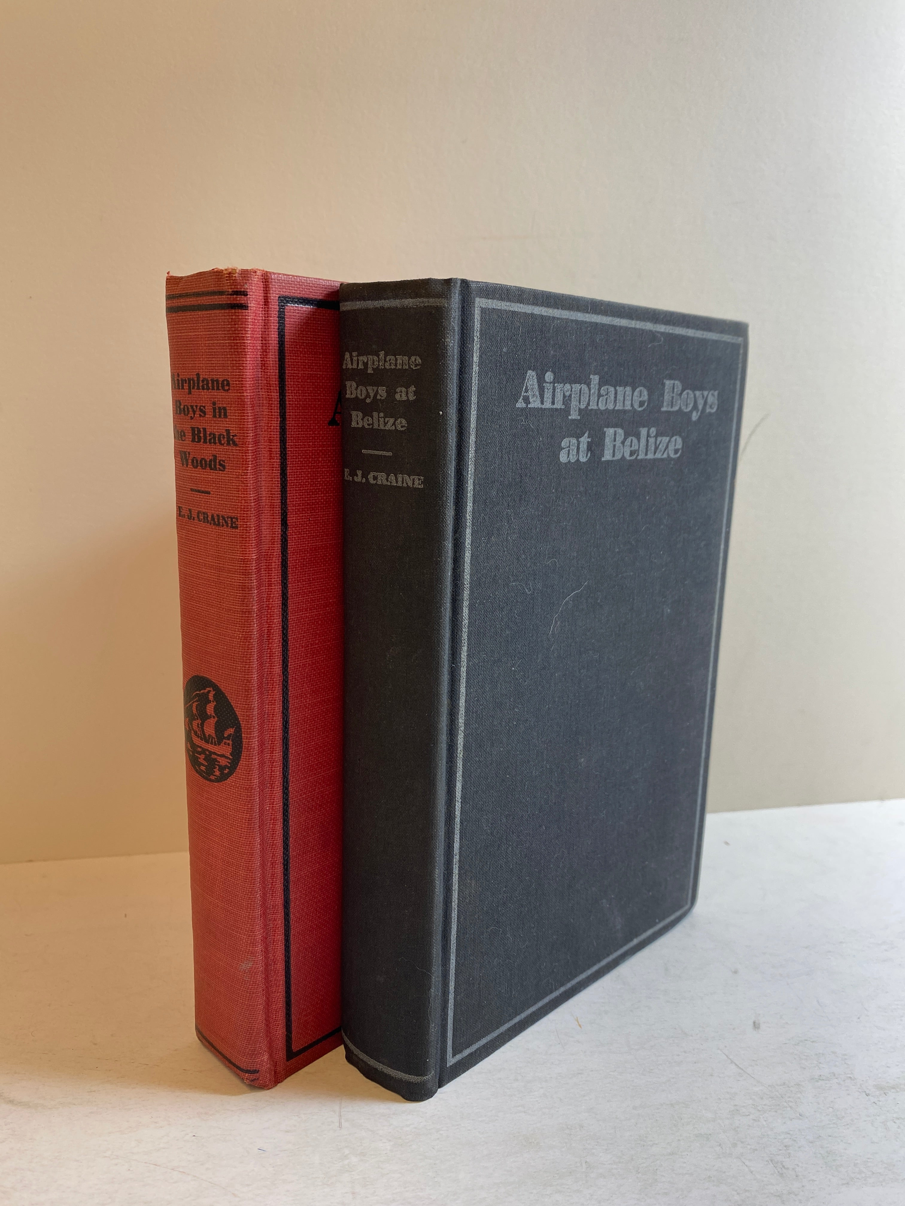 2 Vintage Airplane Boys Books: At Belize/In the Black Woods EJ Craine 1932 HC