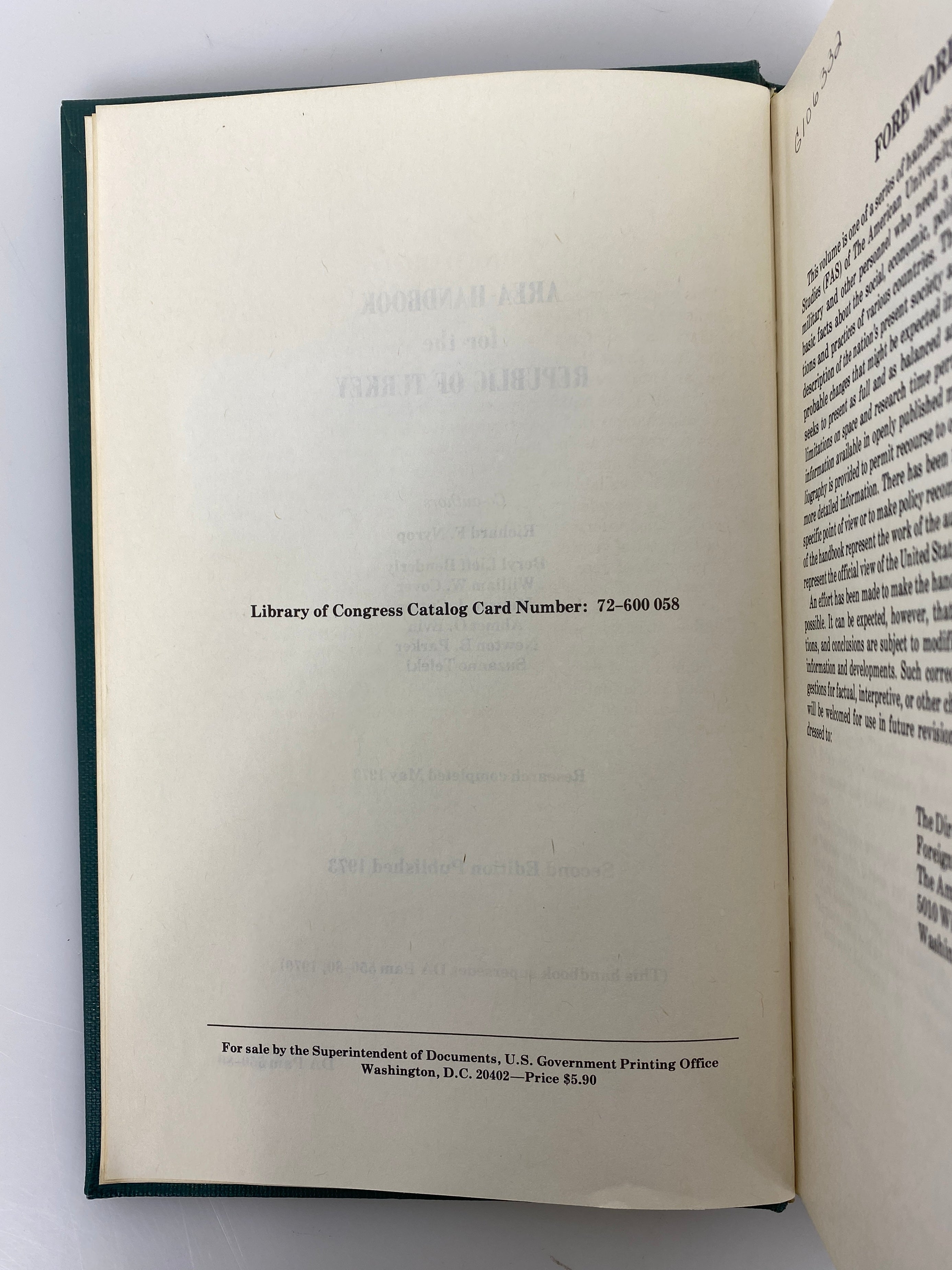 2 Vintage Area Handbooks for Albania/The Republic of Turkey Ex-Library HC