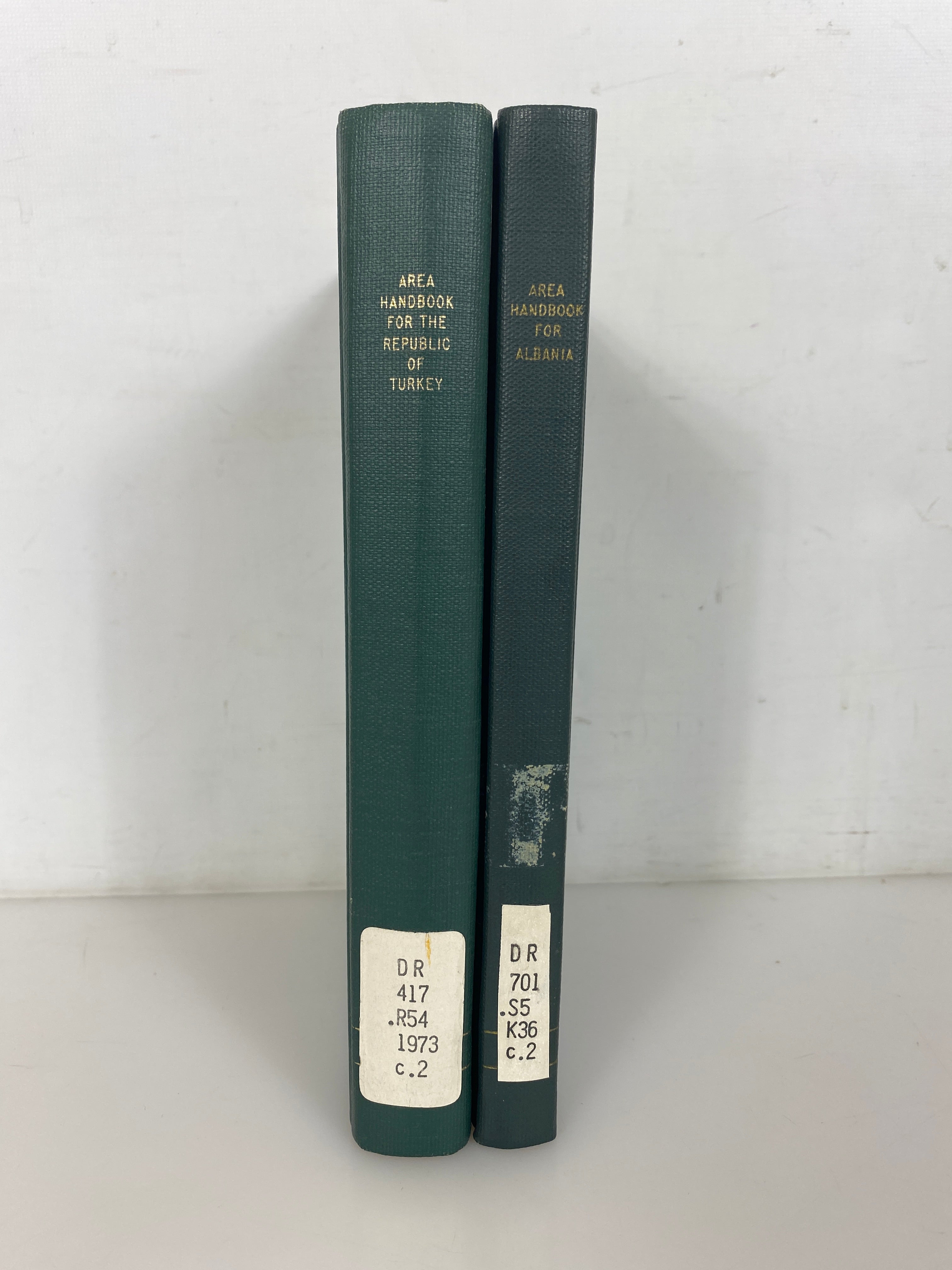 2 Vintage Area Handbooks for Albania/The Republic of Turkey Ex-Library HC
