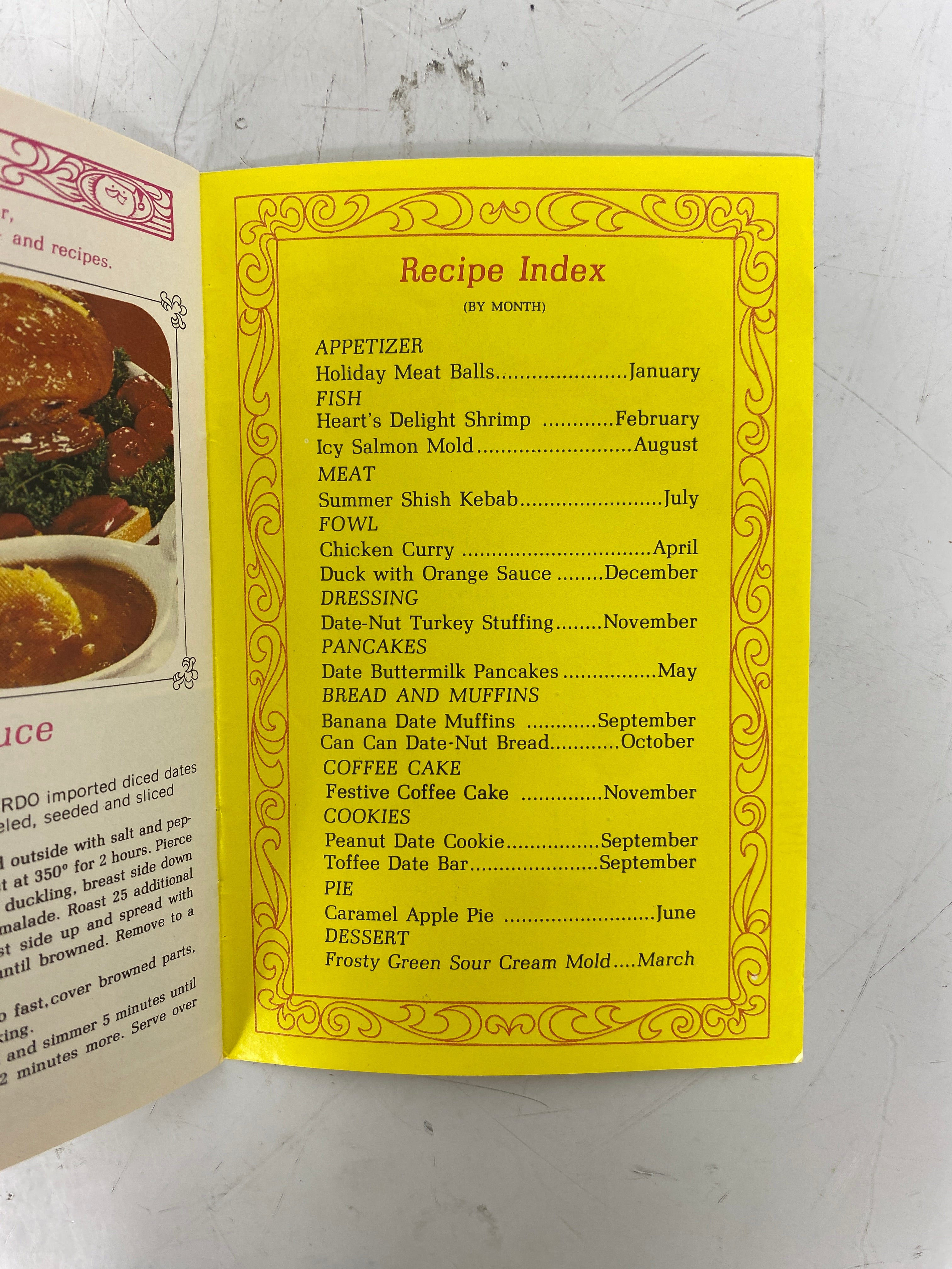 2 Vintage Date Recipe Books: Bordo Date Book (1969)/Hills Brothers Co (1928) SC