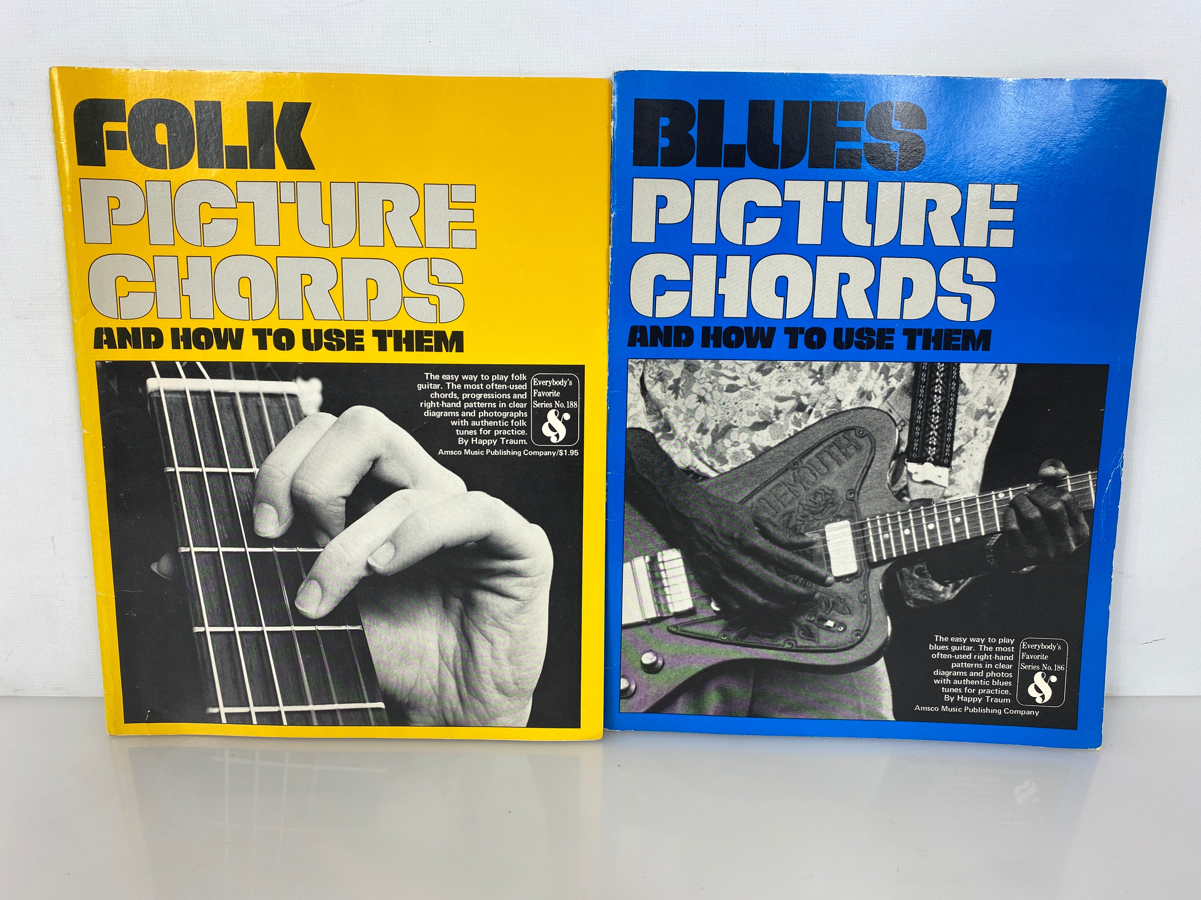 2 Vintage Guitar Books: Blues/Folk Picture Chords & How to Use Them 1978 SC