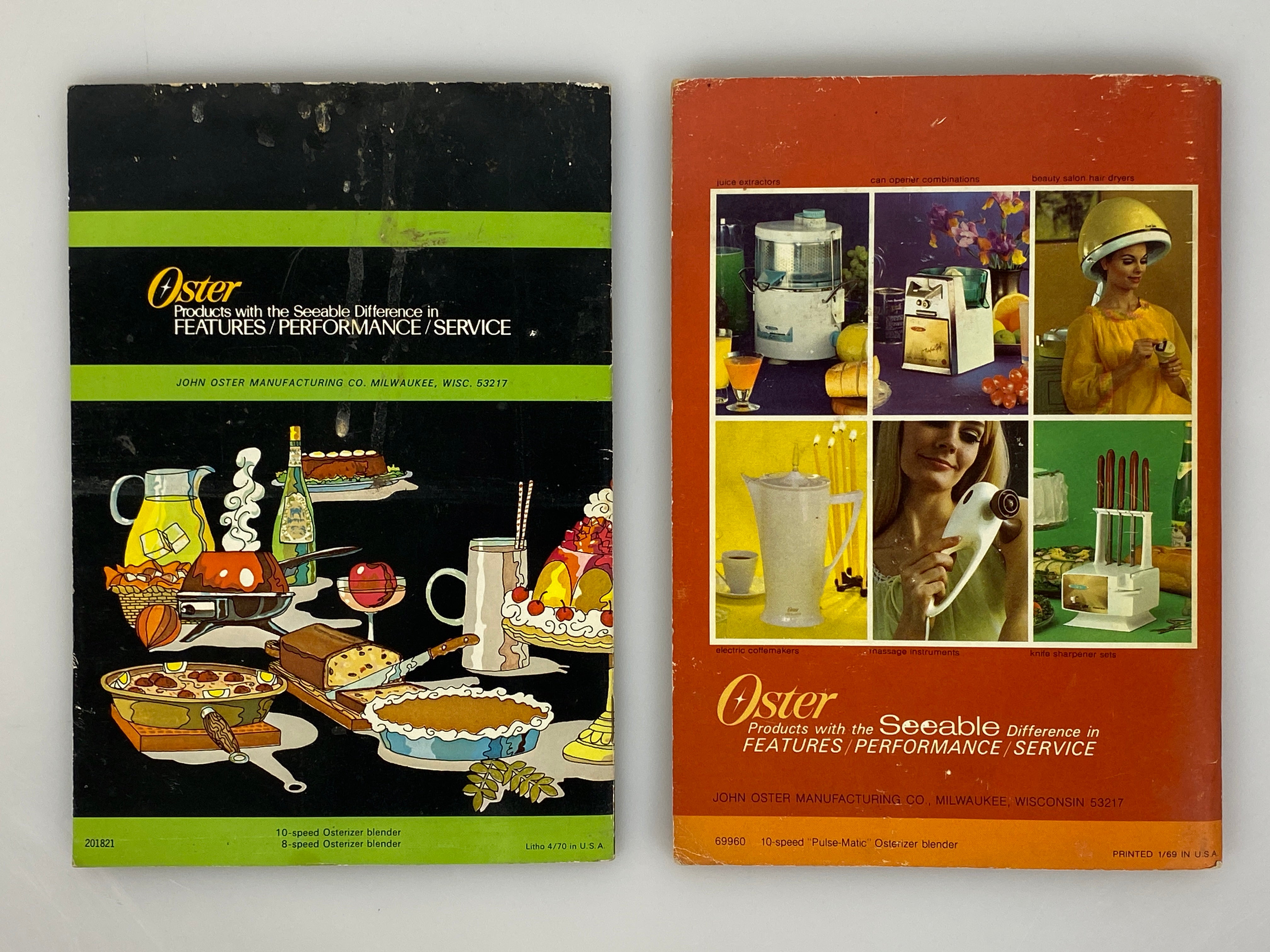 2 Vintage Osterizer Blender Spin Cookery Cookbooks 1969-70 SC