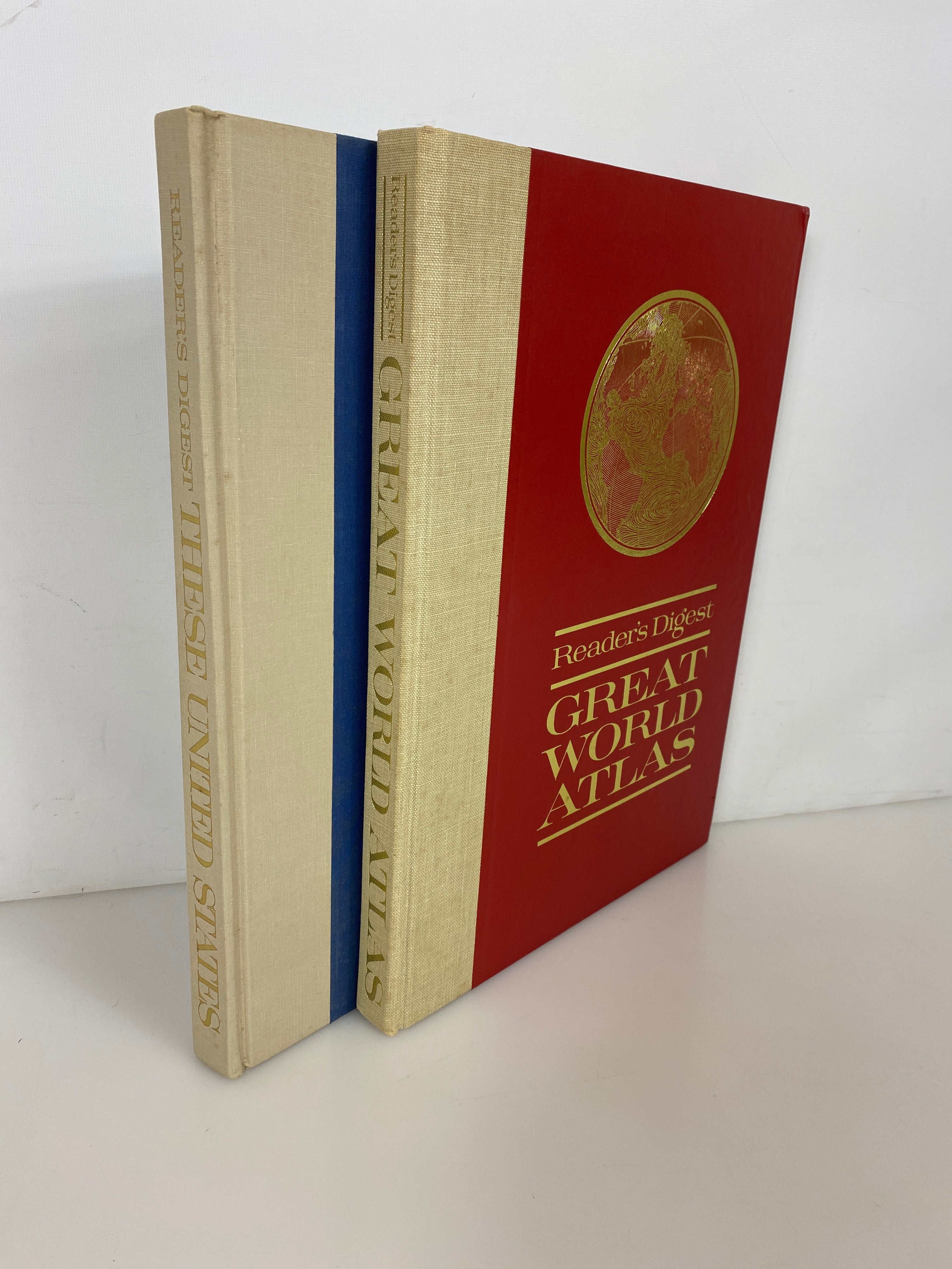2 Vintage Reader's Digest: Great World Atlas/These United States 1963-68 HC