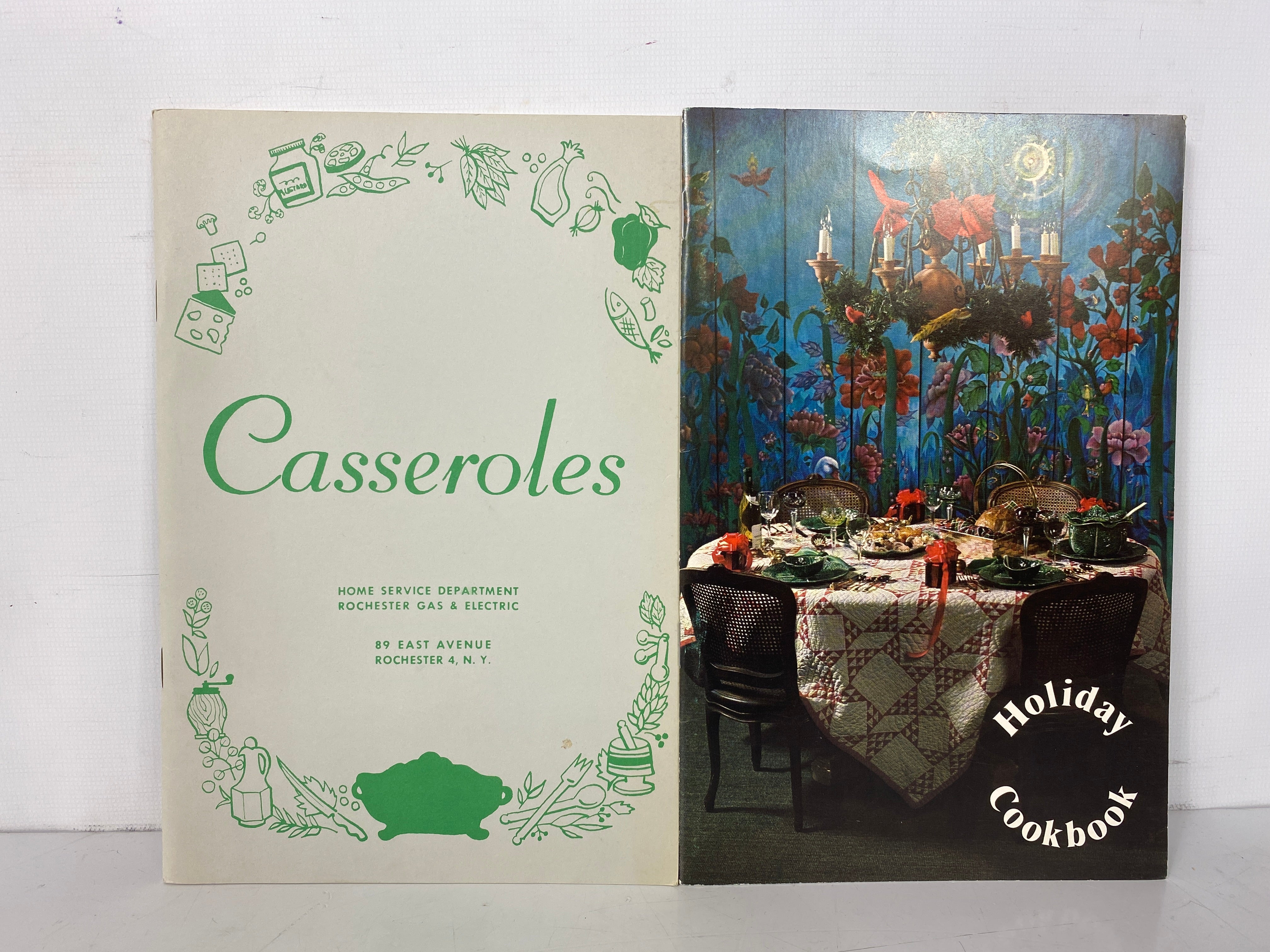 2 Vintage Rochester Gas & Electric Recipe Books Casseroles/Holiday Cookbook SC