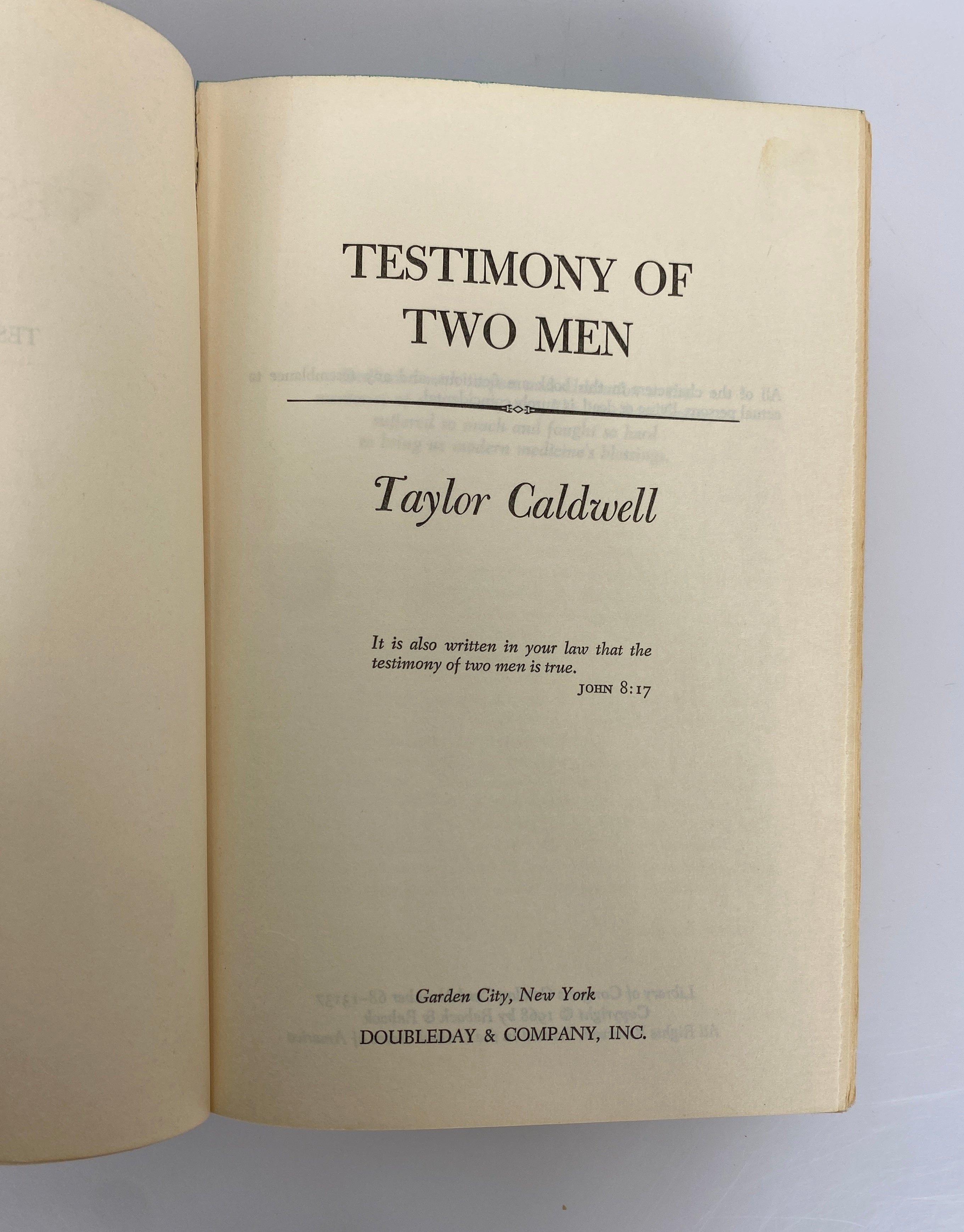 2 Vintage Taylor Caldwell: Wide House (1st Ed)/Testimony of Two Men 1945-68