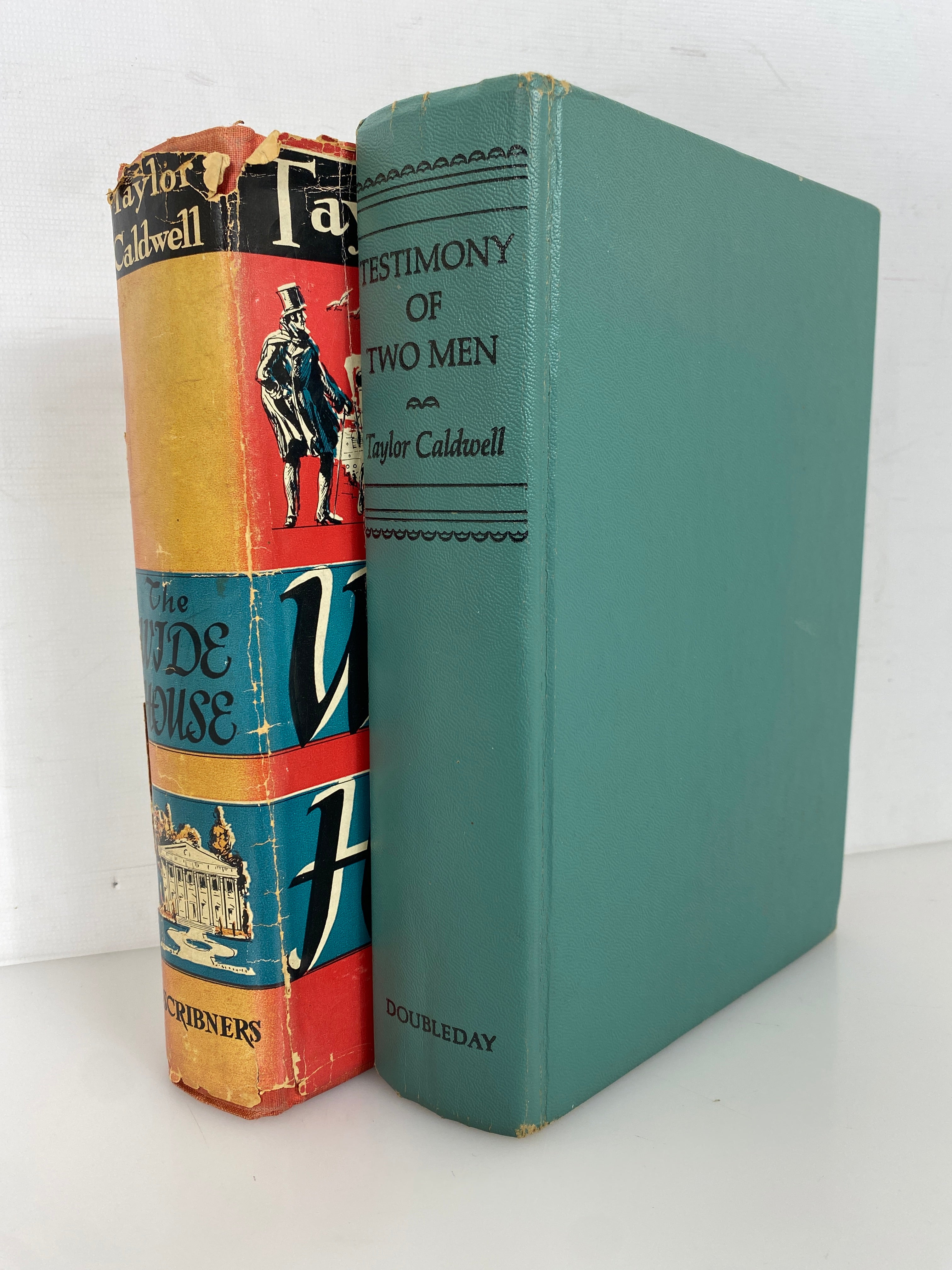 2 Vintage Taylor Caldwell: Wide House (1st Ed)/Testimony of Two Men 1945-68