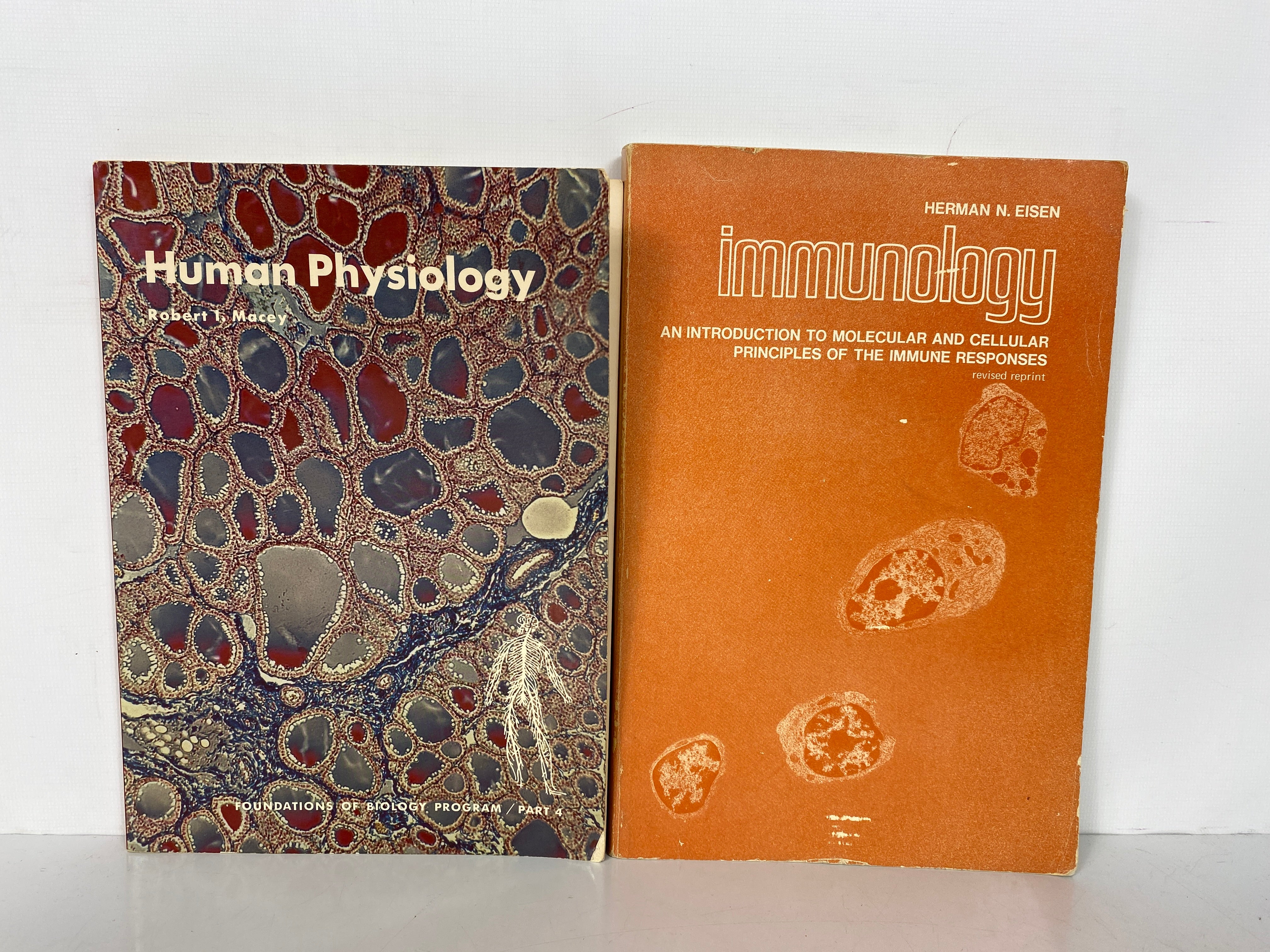 2 Vintage Texts: Immunology (Eisen)/Human Physiology (Macey) 1968-74 SC
