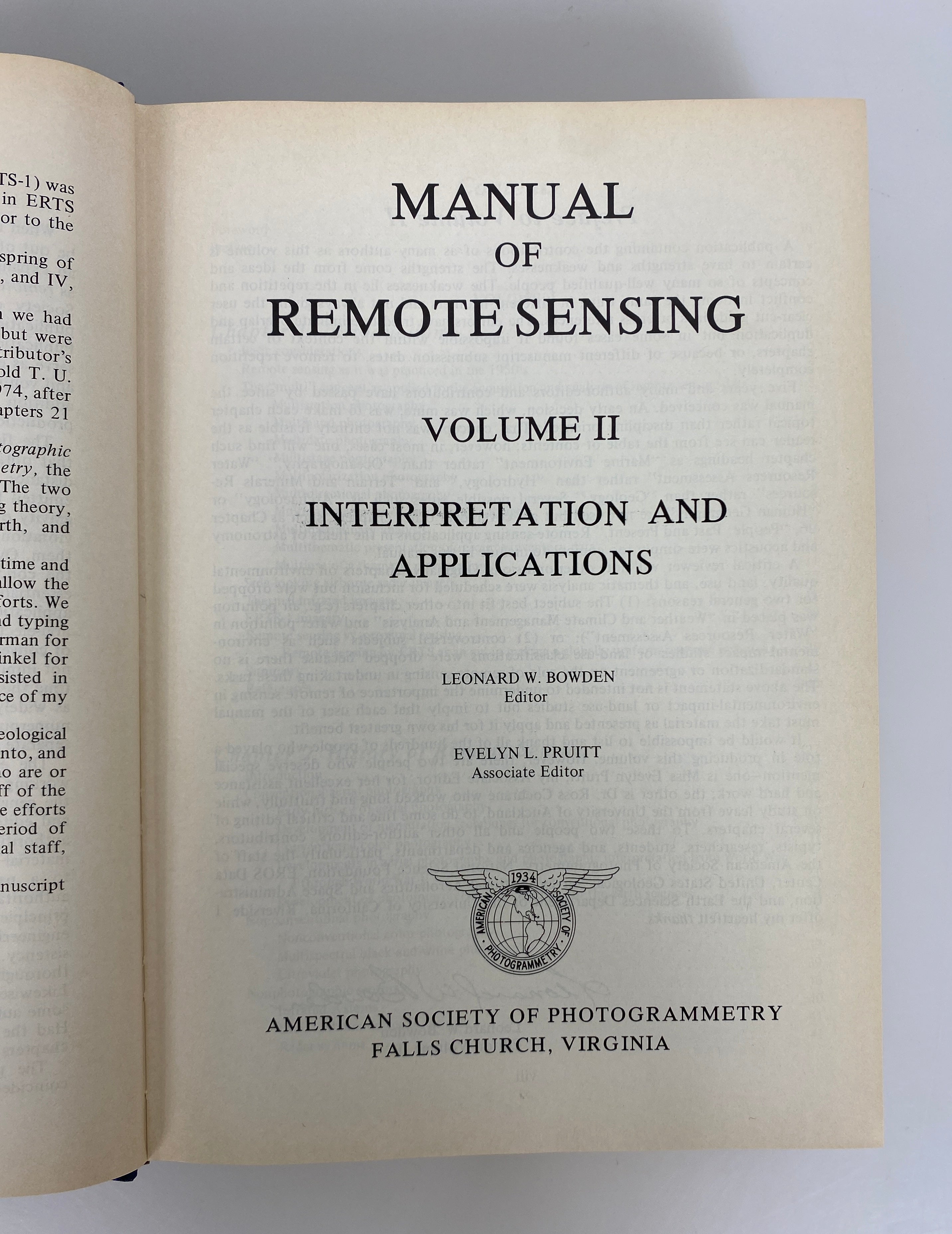 2 Vol Set: Manual of Remote Sensing Soc of Photogrammetry 1975 1st Edition HCDJ