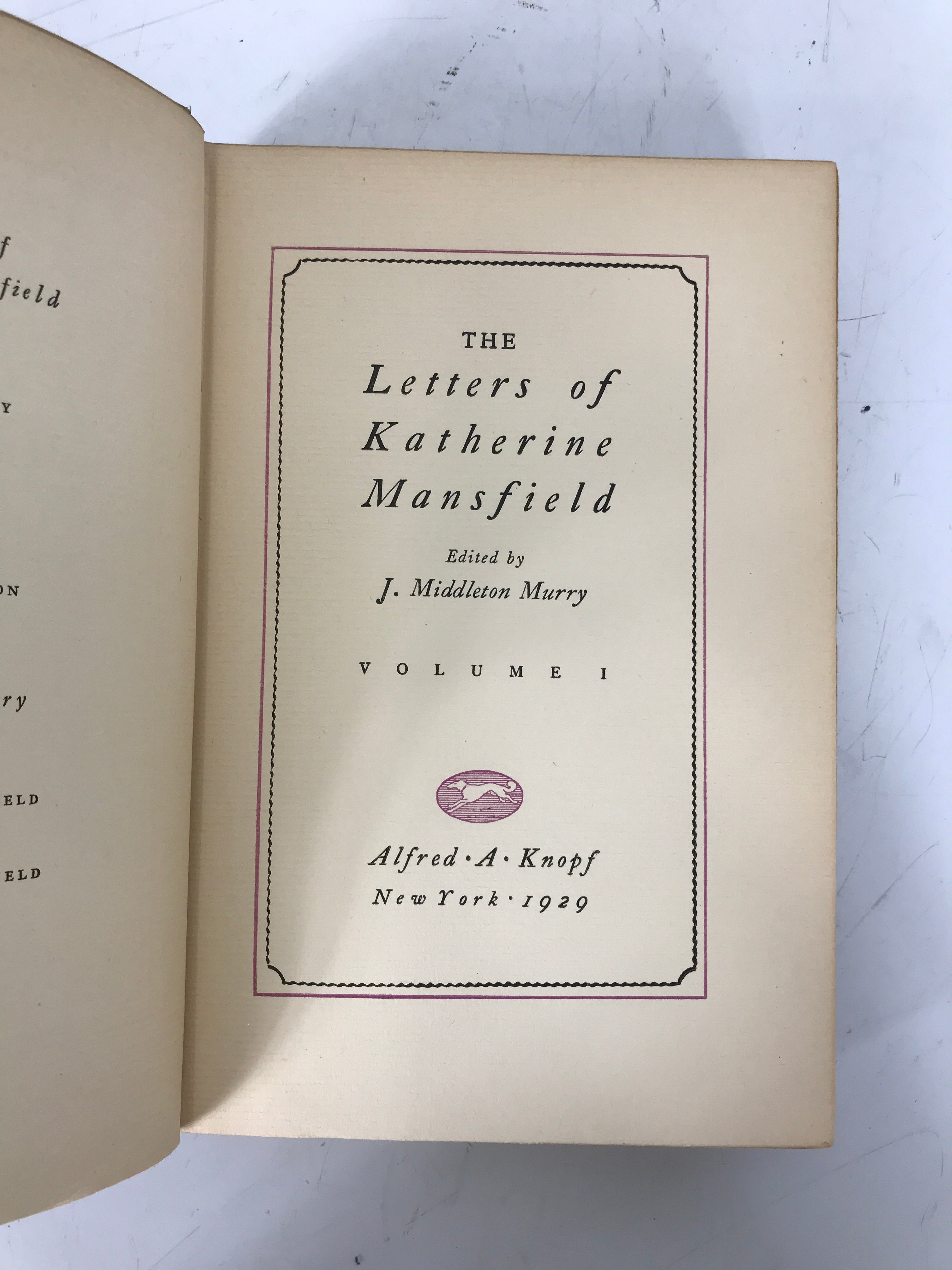 2 Vol Set: The Letters of Katherine Mansfield Murry 1929 1st U.S. Ed HC