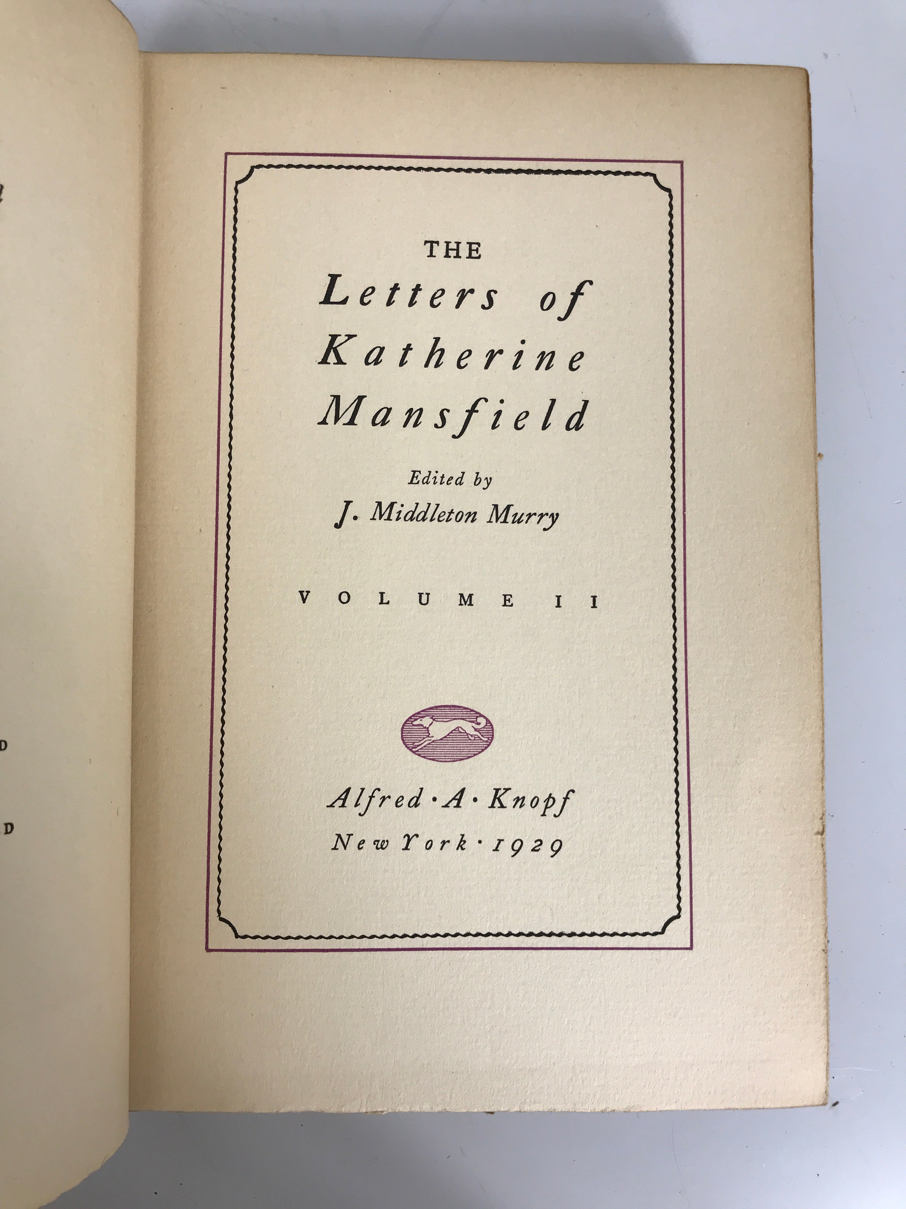 2 Vol Set: The Letters of Katherine Mansfield Murry 1929 1st U.S. Ed HC