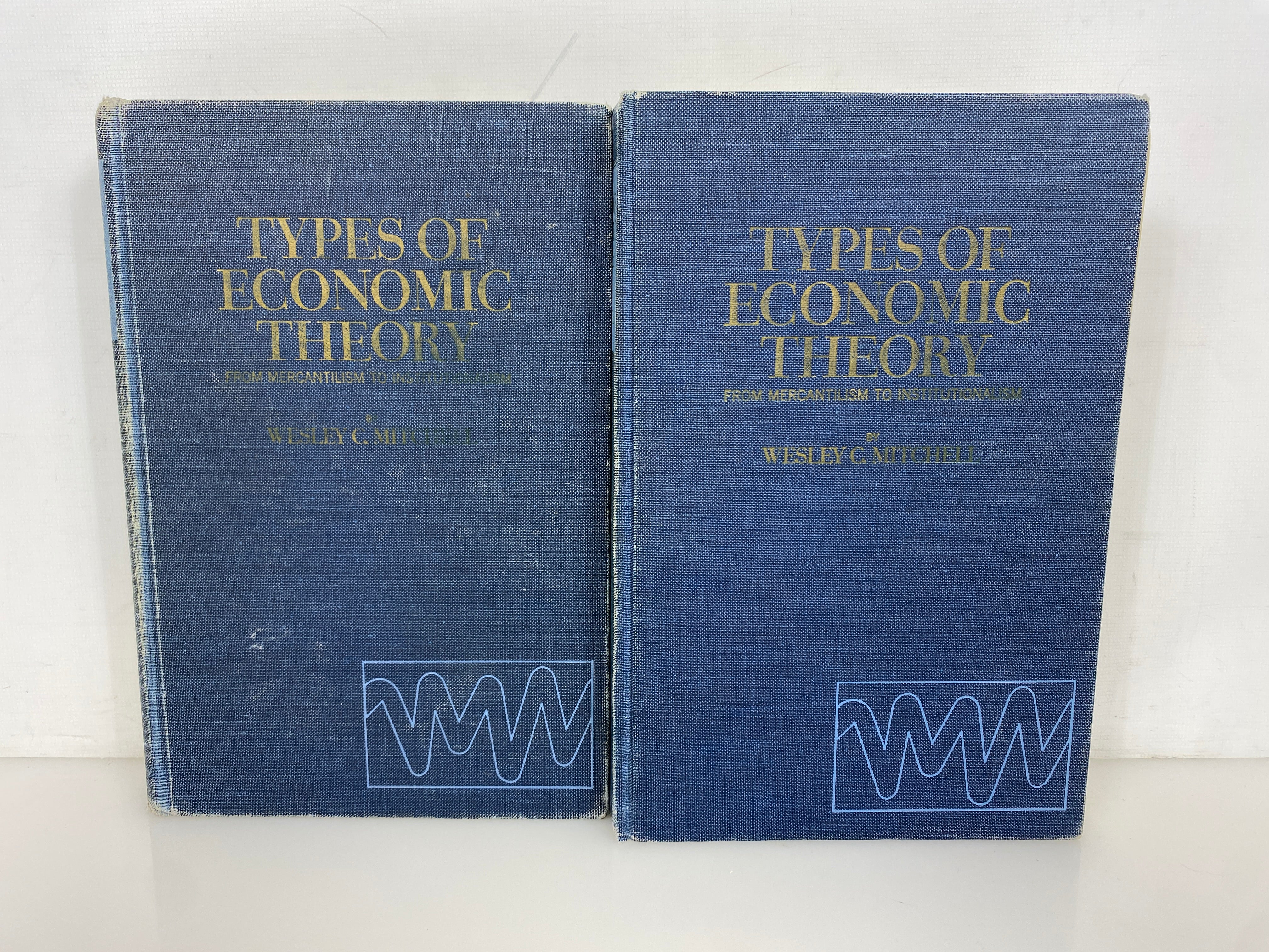 2 Vol Set: Types of Economic Theory by Wesley Mitchell 1967-69 Ex-Library HC