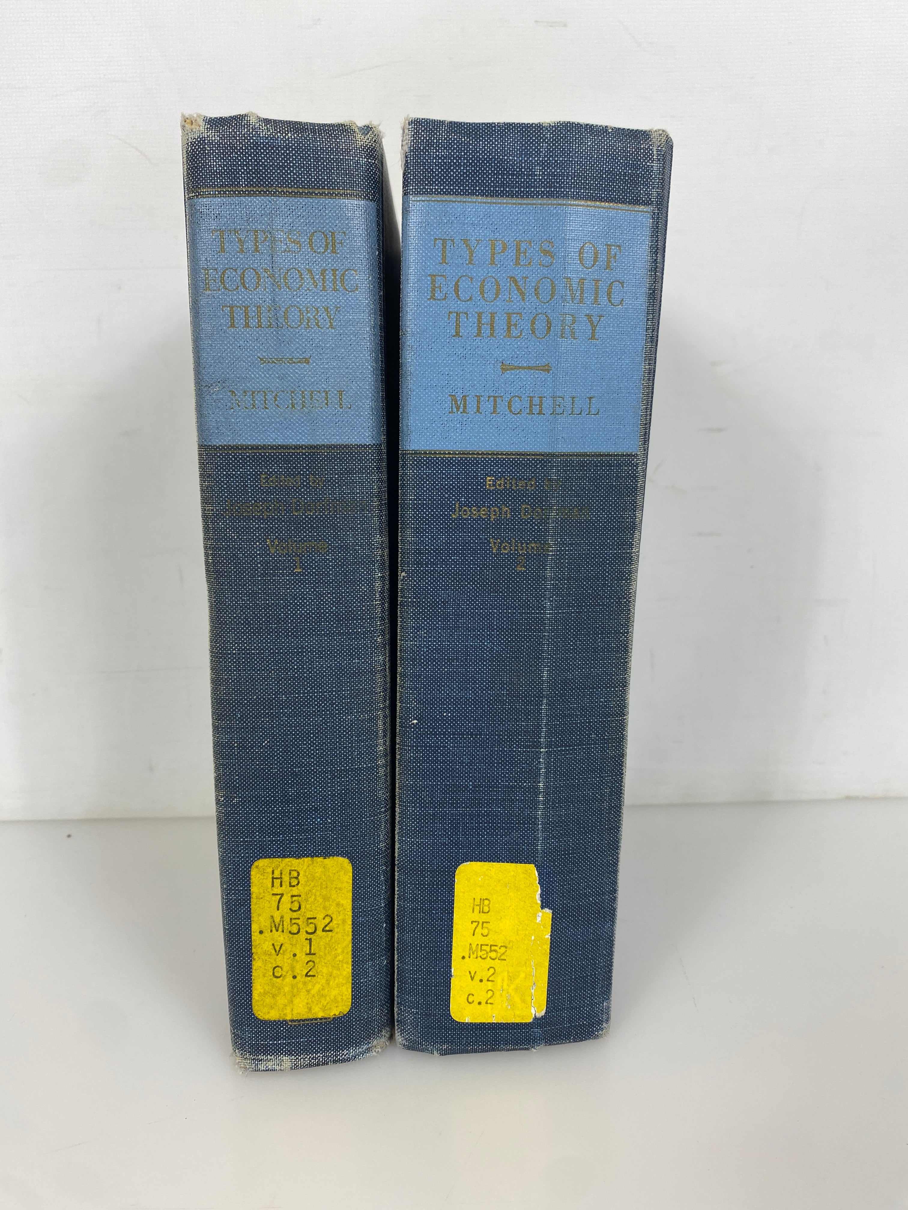 2 Vol Set: Types of Economic Theory by Wesley Mitchell 1967-69 Ex-Library HC