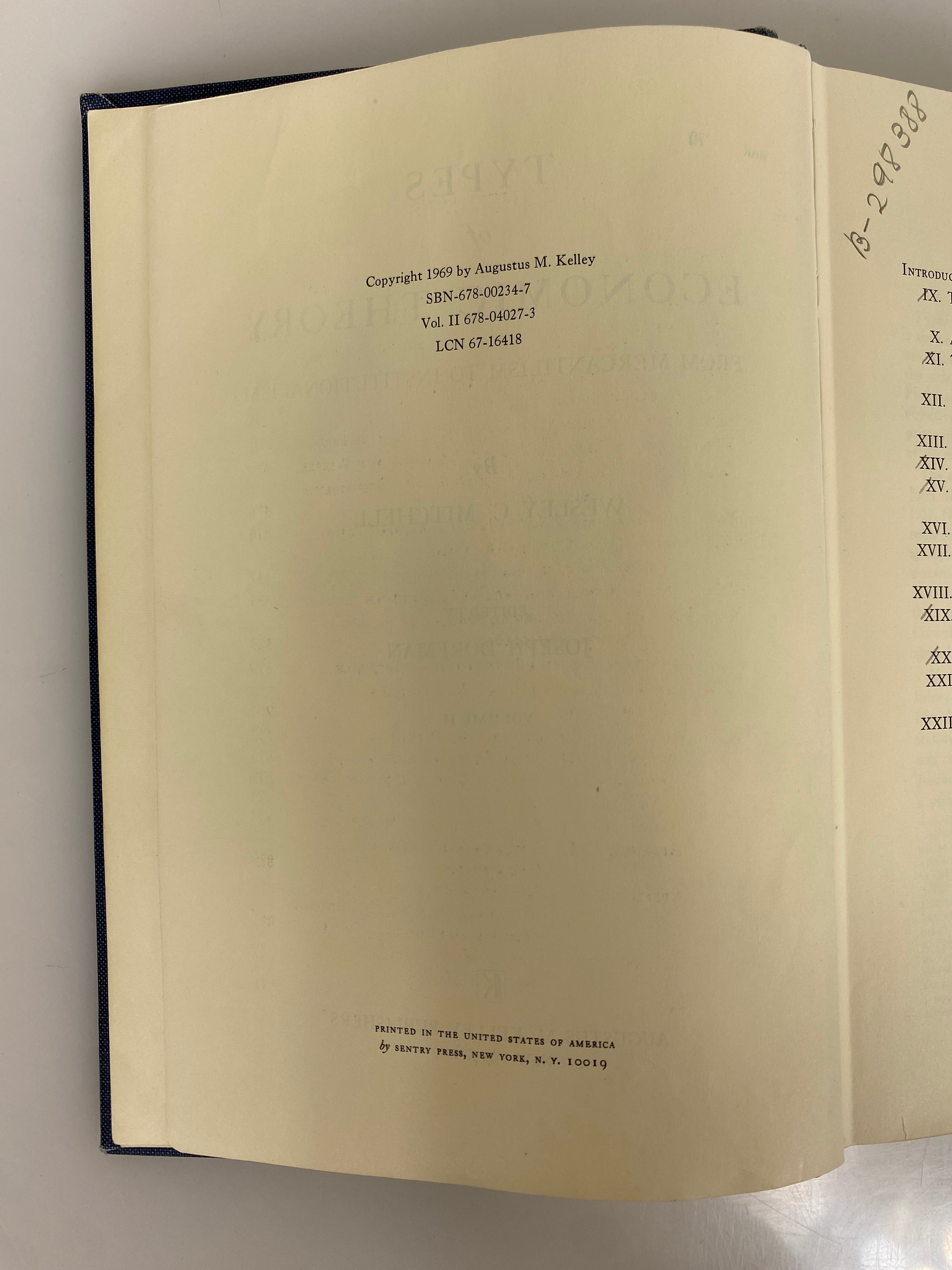 2 Vol Set: Types of Economic Theory by Wesley Mitchell 1967-69 Ex-Library HC