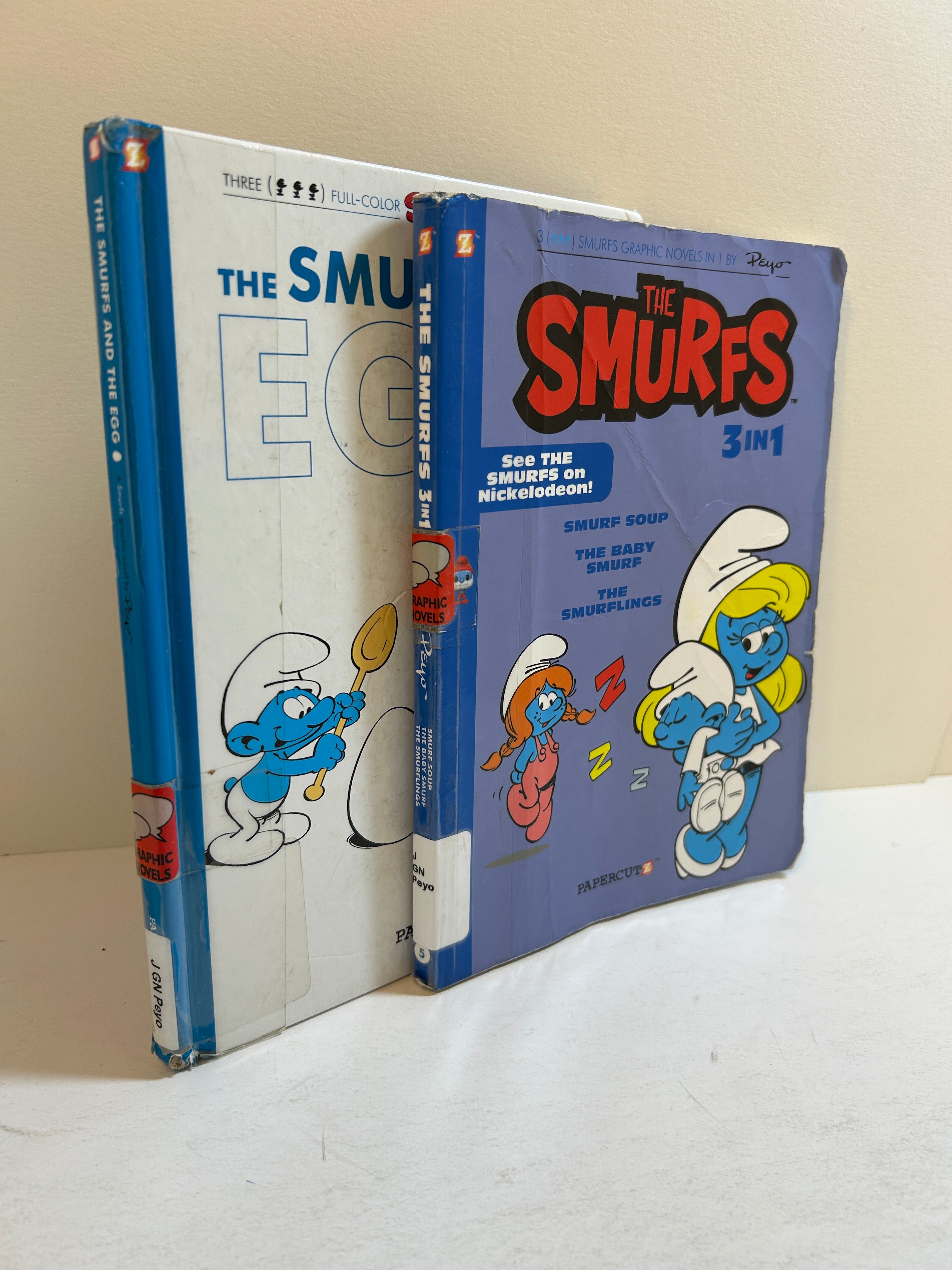 2 Vol Smurfs Graphic Novels:S & the Egg/3in1 S Soup/The Baby S/Smurflings Ex-Lib