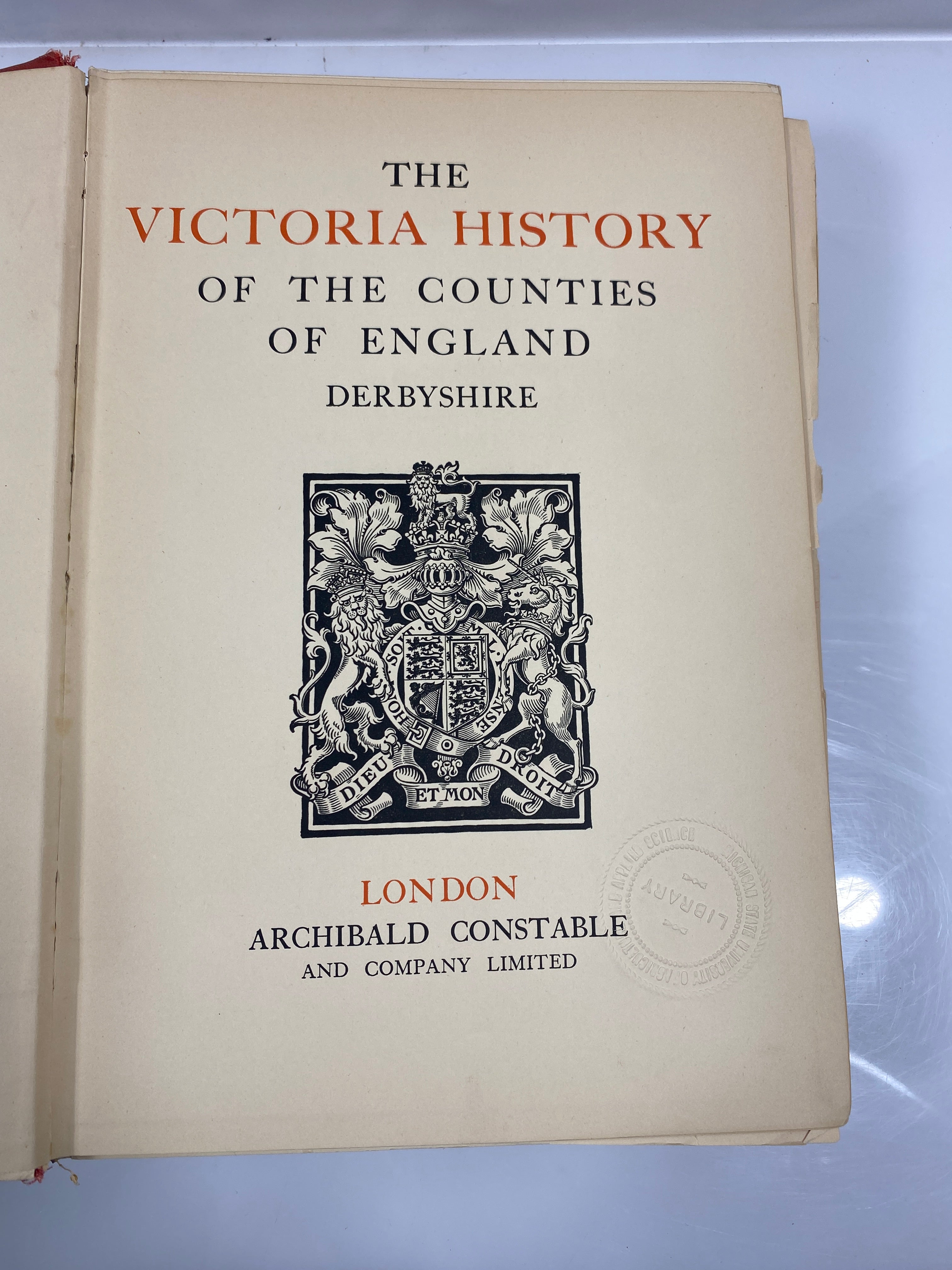 2 Vol. Set: History of the County of Derby 1905-07 Ex-Library HC