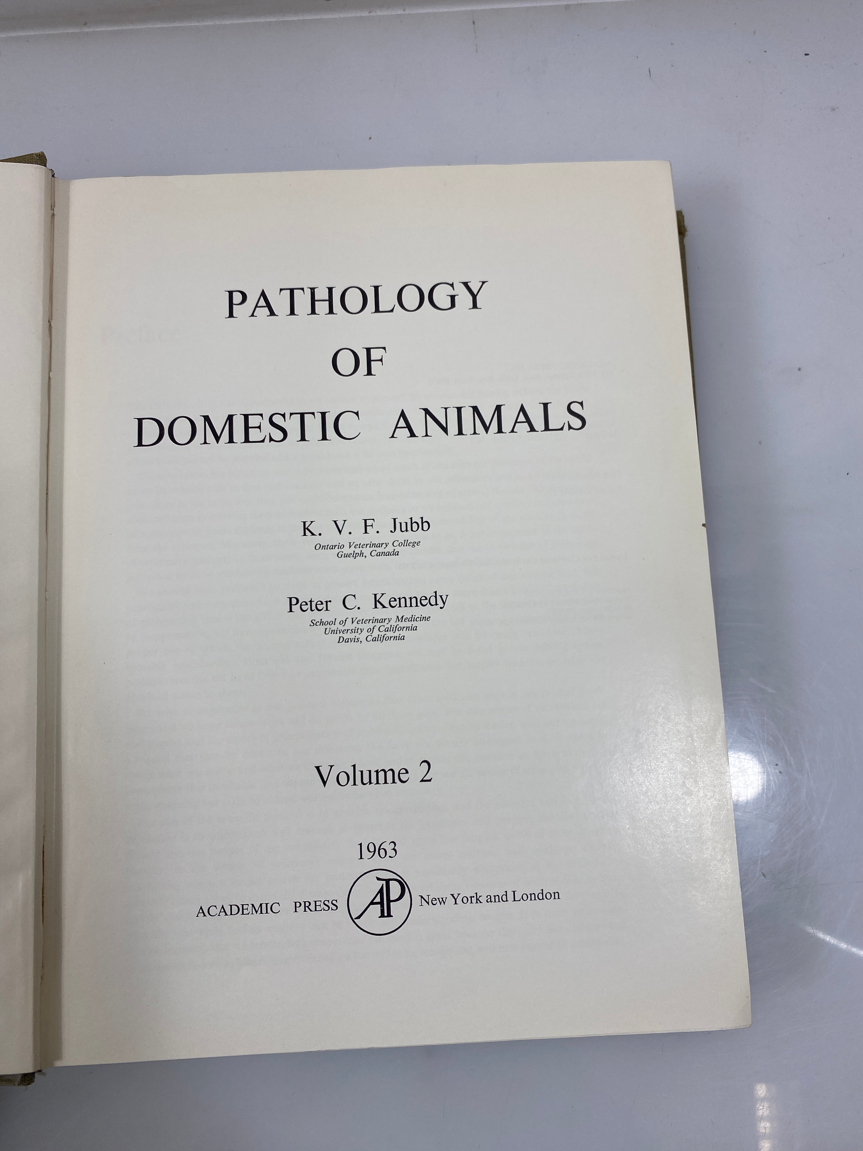 2 Vol. Set: Pathology of Domestic Animals by Jubb/Kennedy 1-2 Ex-libra 1965 HC