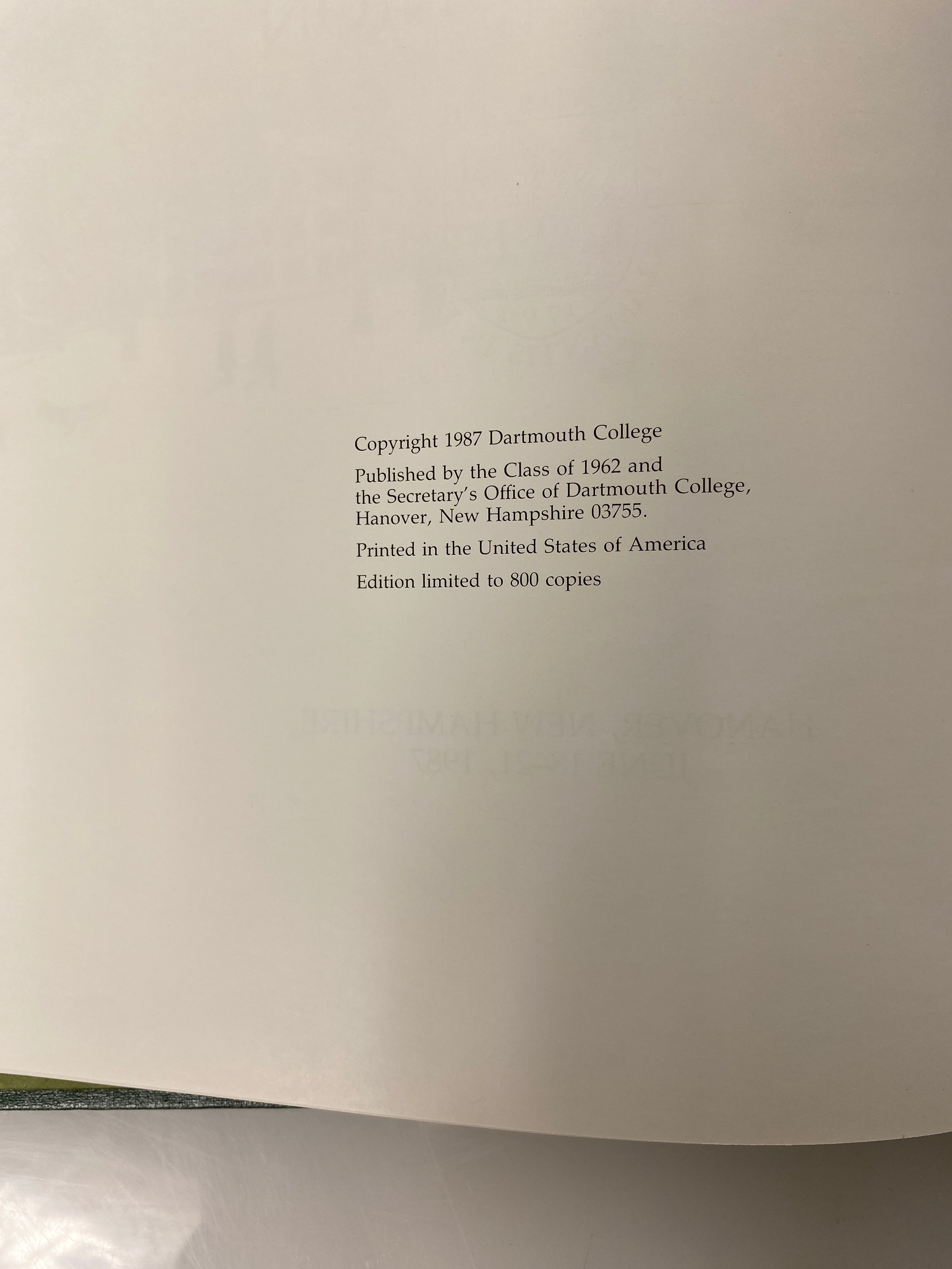 2 Vols: 1962 Dartmouth College Yearbook/25th Class Reunion Yearbook HC