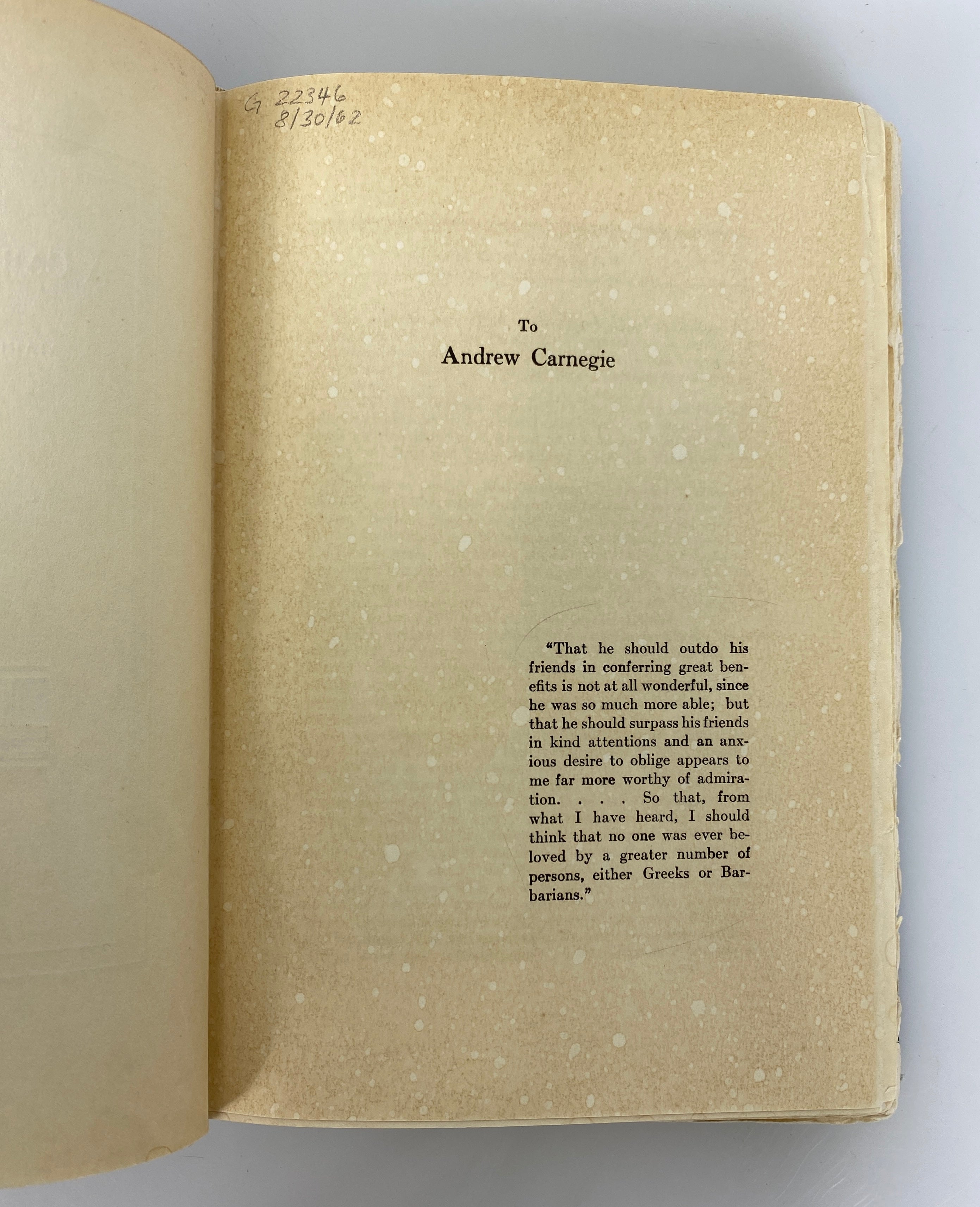 2 Vols: A Carnegie Anthology (1915,limited)/Andrew Carnegie (1970) Ex-Library
