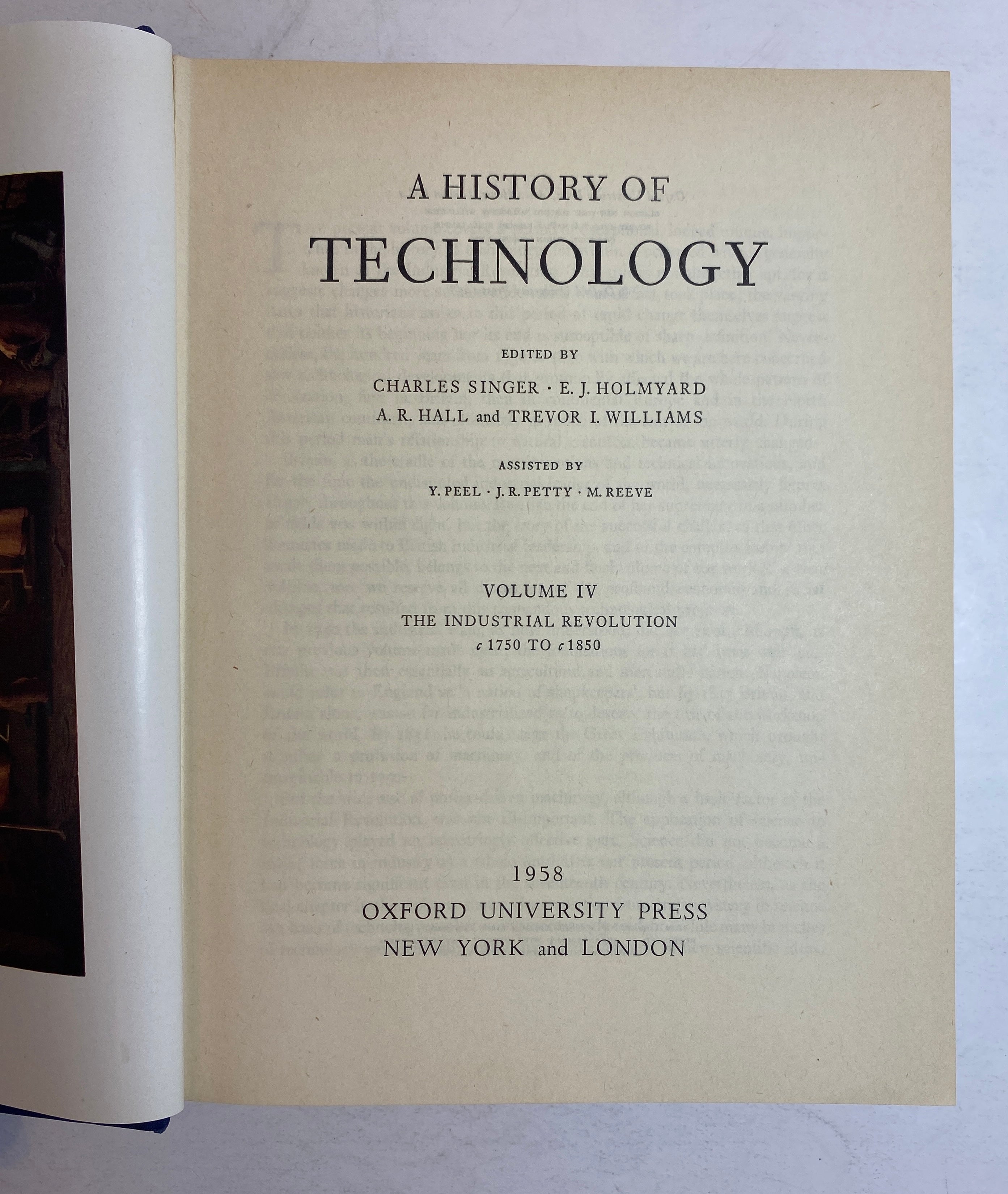 2 Vols: A History of Technology (III & IV) by Singer/Holmyard 1957-58 HCDJ