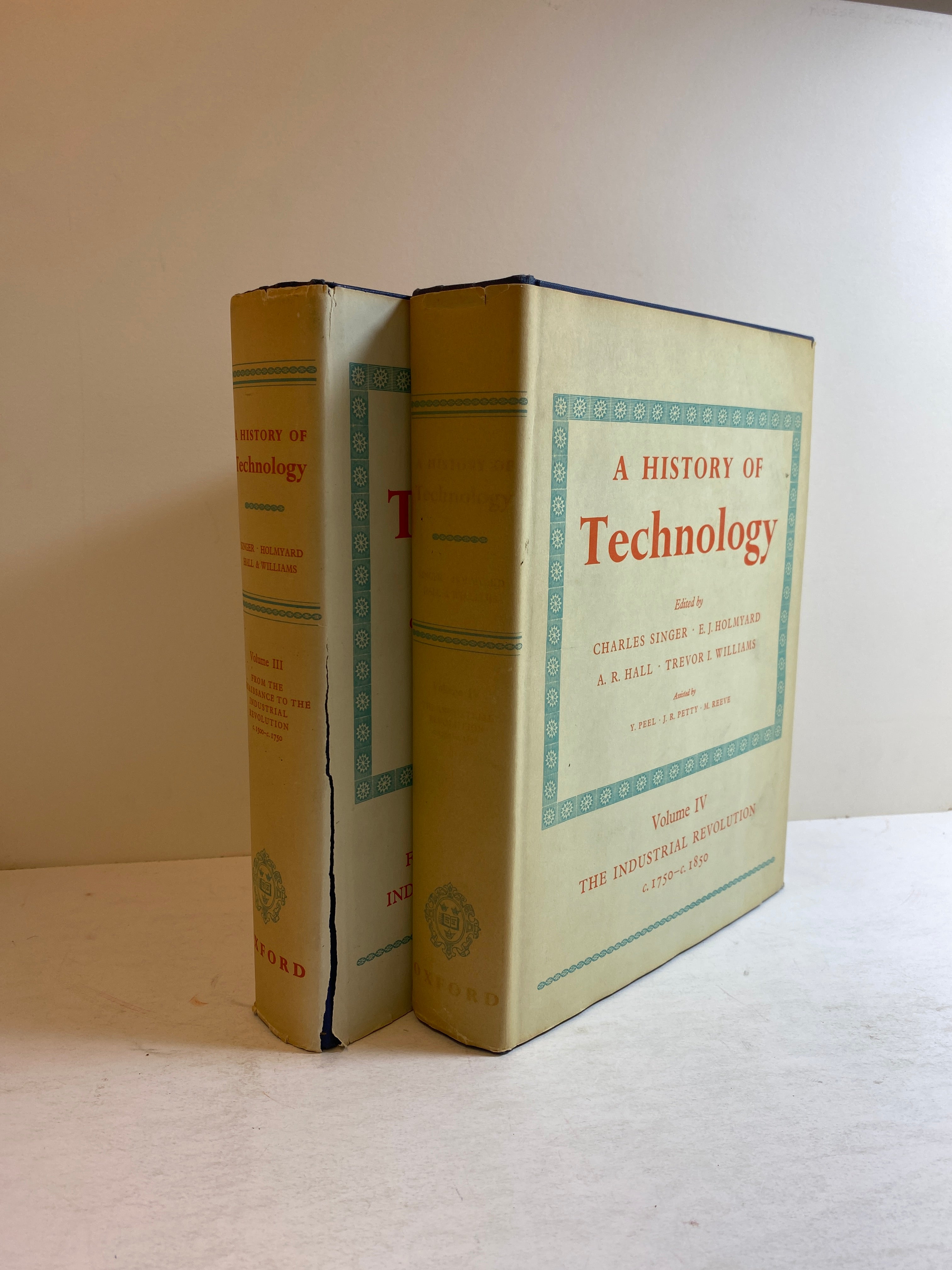 2 Vols: A History of Technology (III & IV) by Singer/Holmyard 1957-58 HCDJ