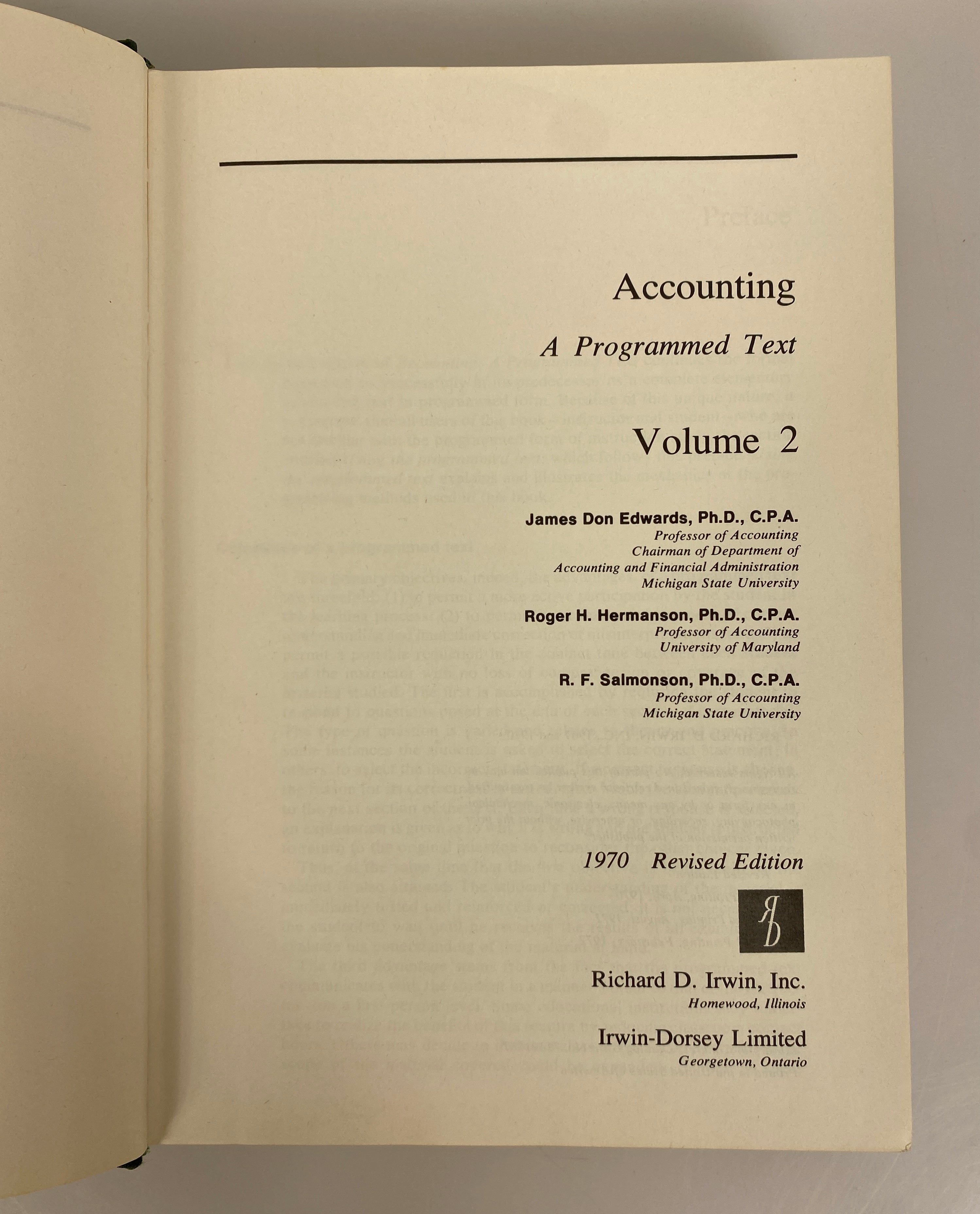 2 Vols: Accounting A Programmed Text 1 & 2 by Edwards 1972-73 Vintage HC