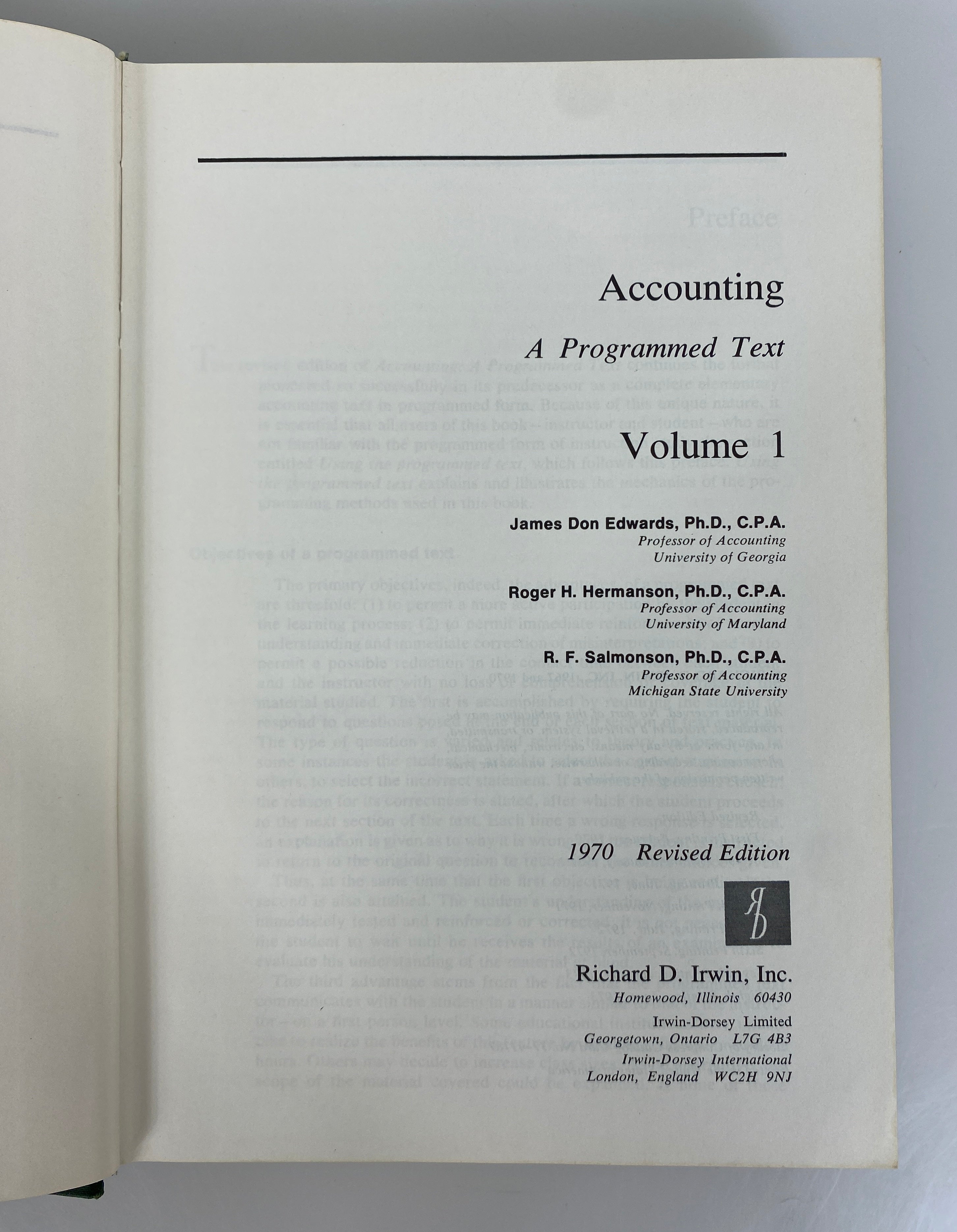 2 Vols: Accounting A Programmed Text 1 & 2 by Edwards 1972-73 Vintage HC