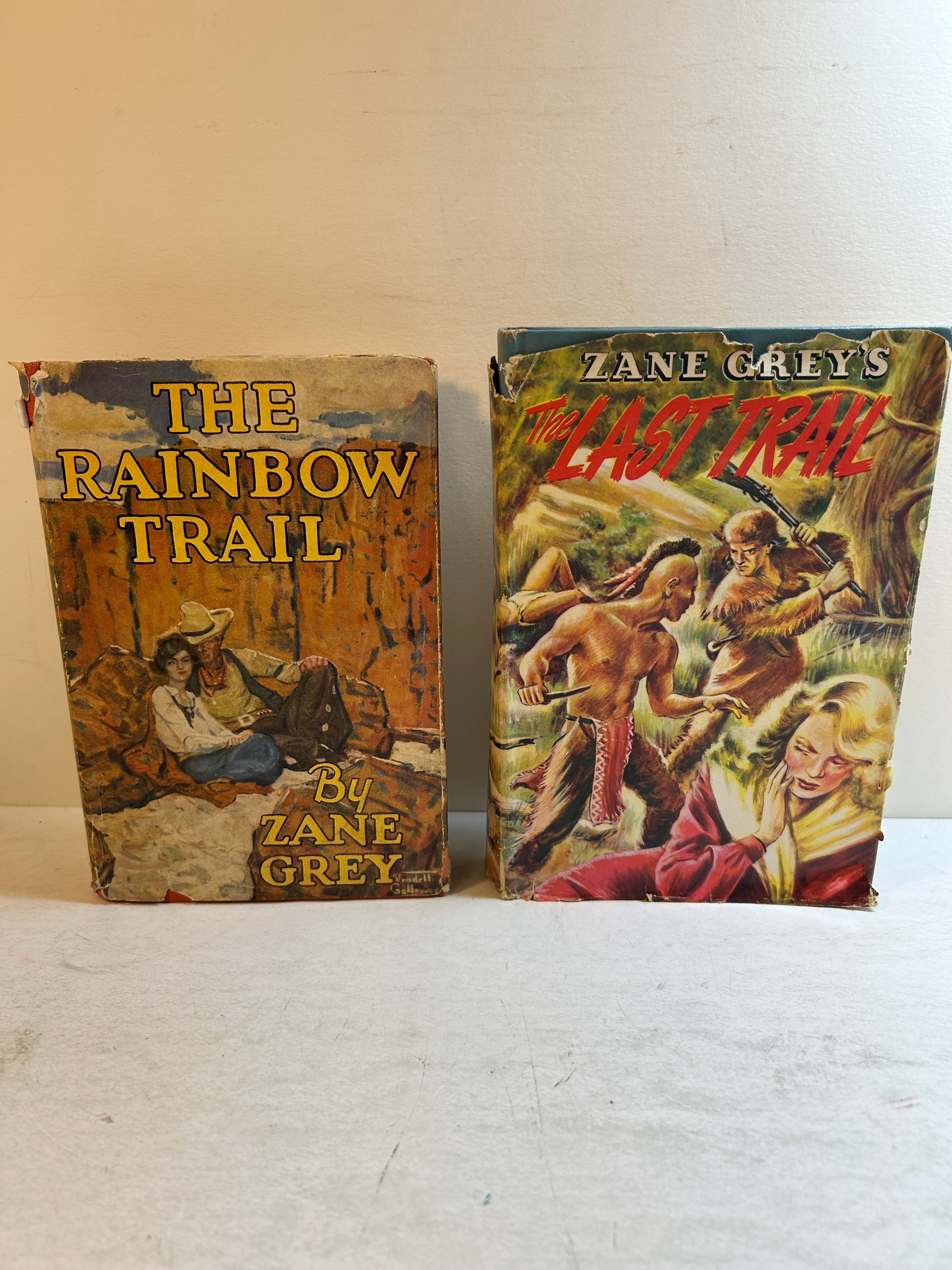 2 Vols by Zane Grey: The Rainbow Trail/The Last Trail Young Reader 1943-50 HCDJ