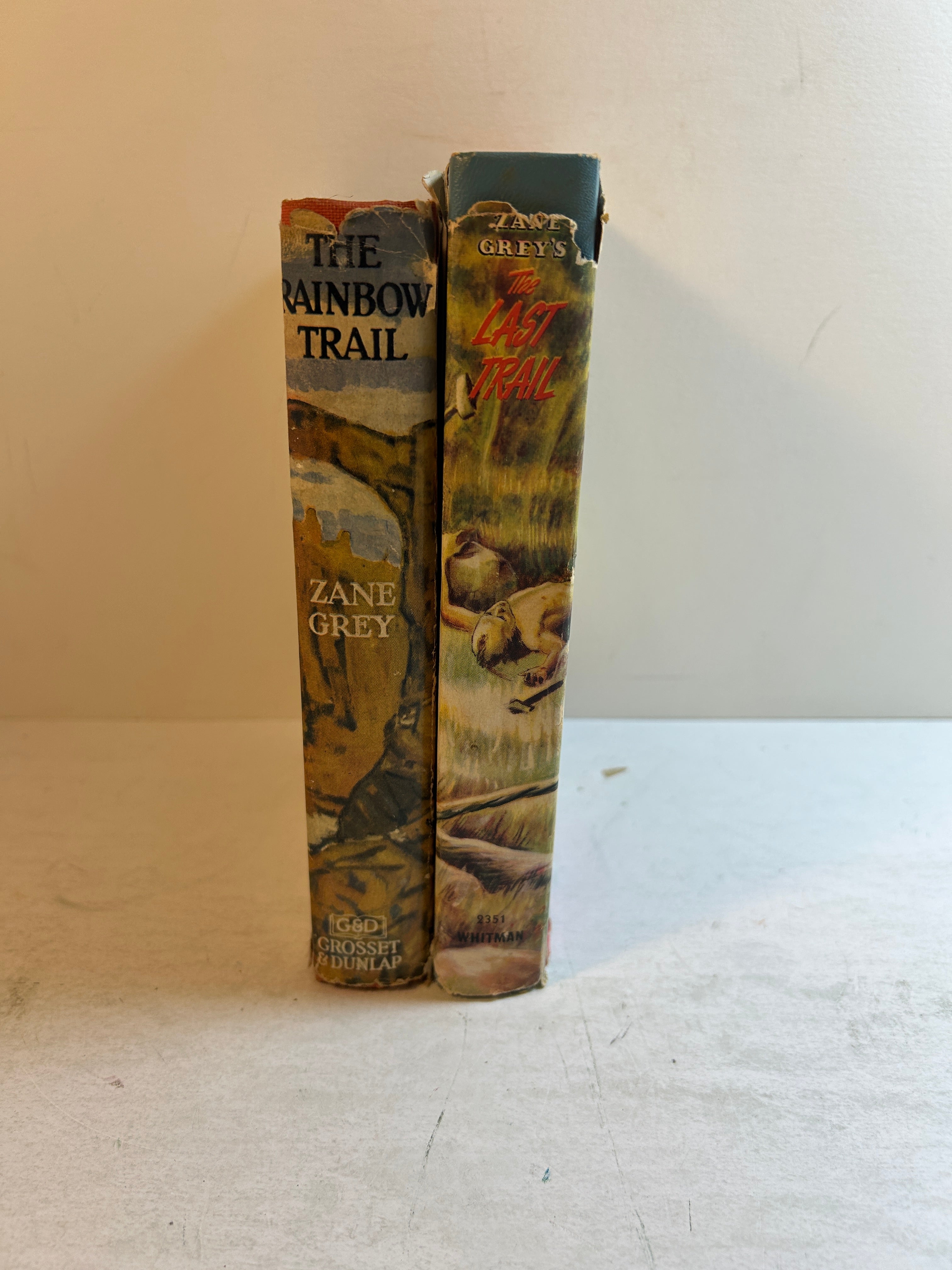 2 Vols by Zane Grey: The Rainbow Trail/The Last Trail Young Reader 1943-50 HCDJ