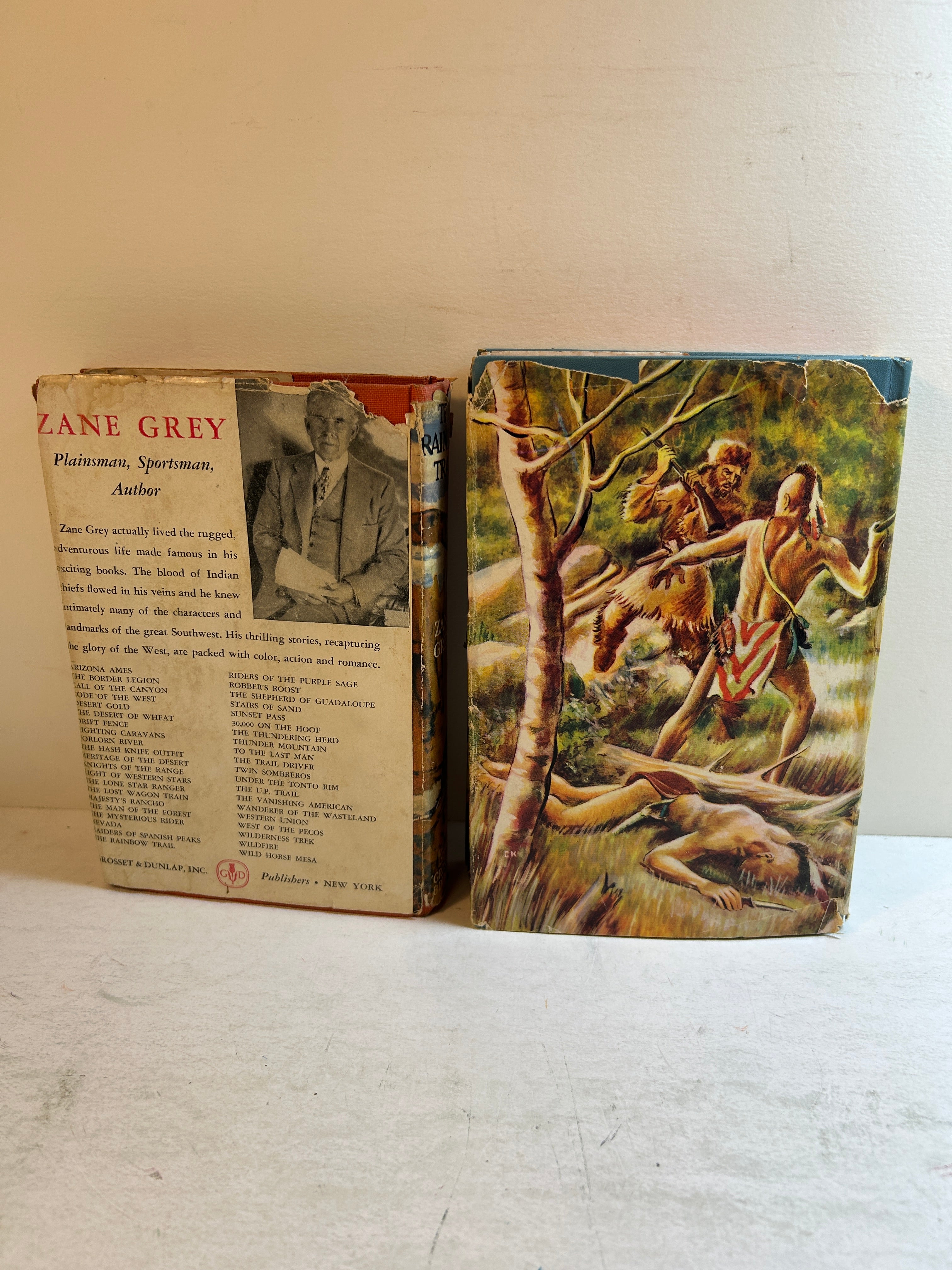 2 Vols by Zane Grey: The Rainbow Trail/The Last Trail Young Reader 1943-50 HCDJ