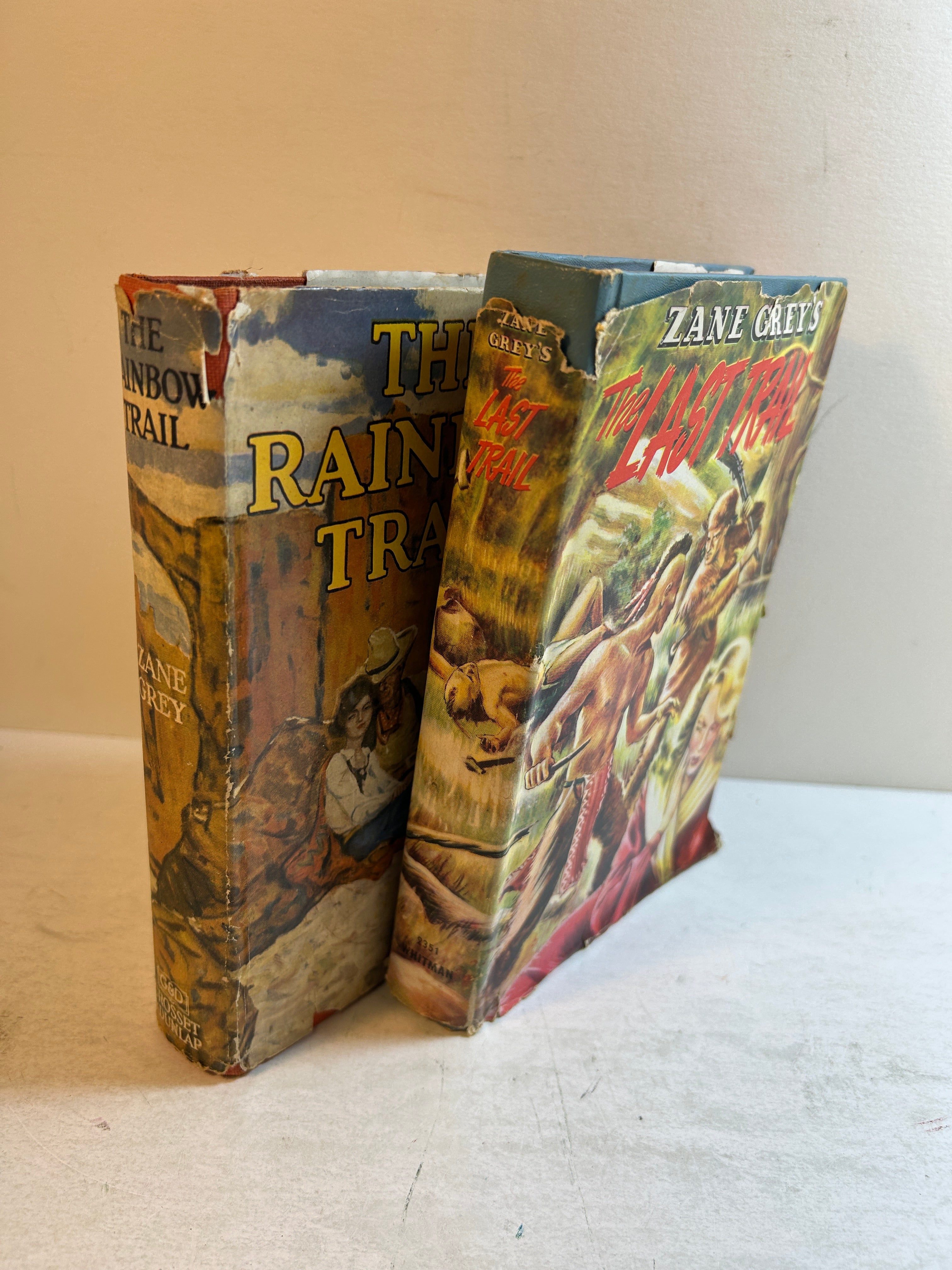 2 Vols by Zane Grey: The Rainbow Trail/The Last Trail Young Reader 1943-50 HCDJ