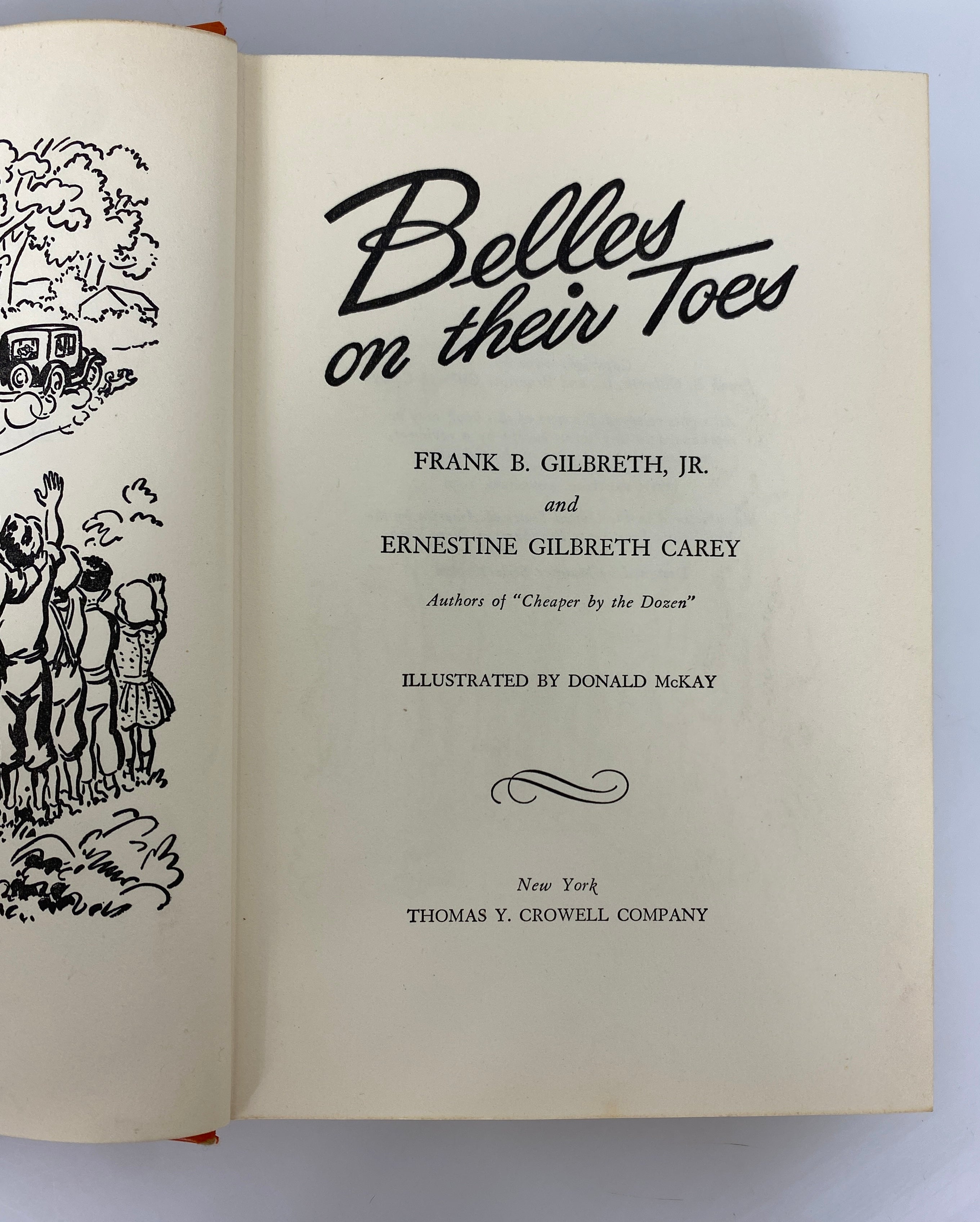 2 Vols: Cheaper by the Dozen/Belles on Their Toes by Gilbreth 1949-50 HCDJ