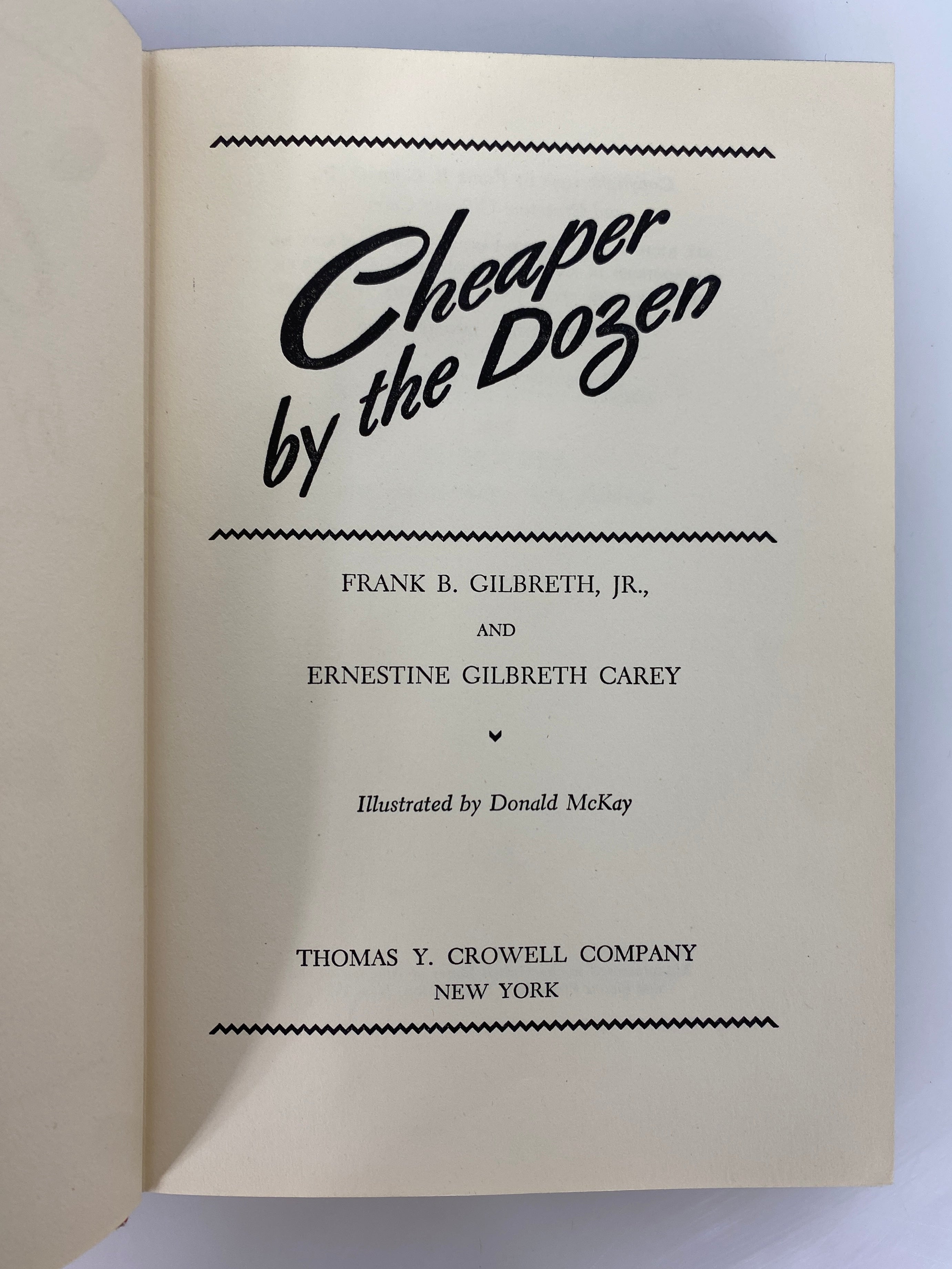 2 Vols: Cheaper by the Dozen/Belles on Their Toes by Gilbreth 1949-50 HCDJ