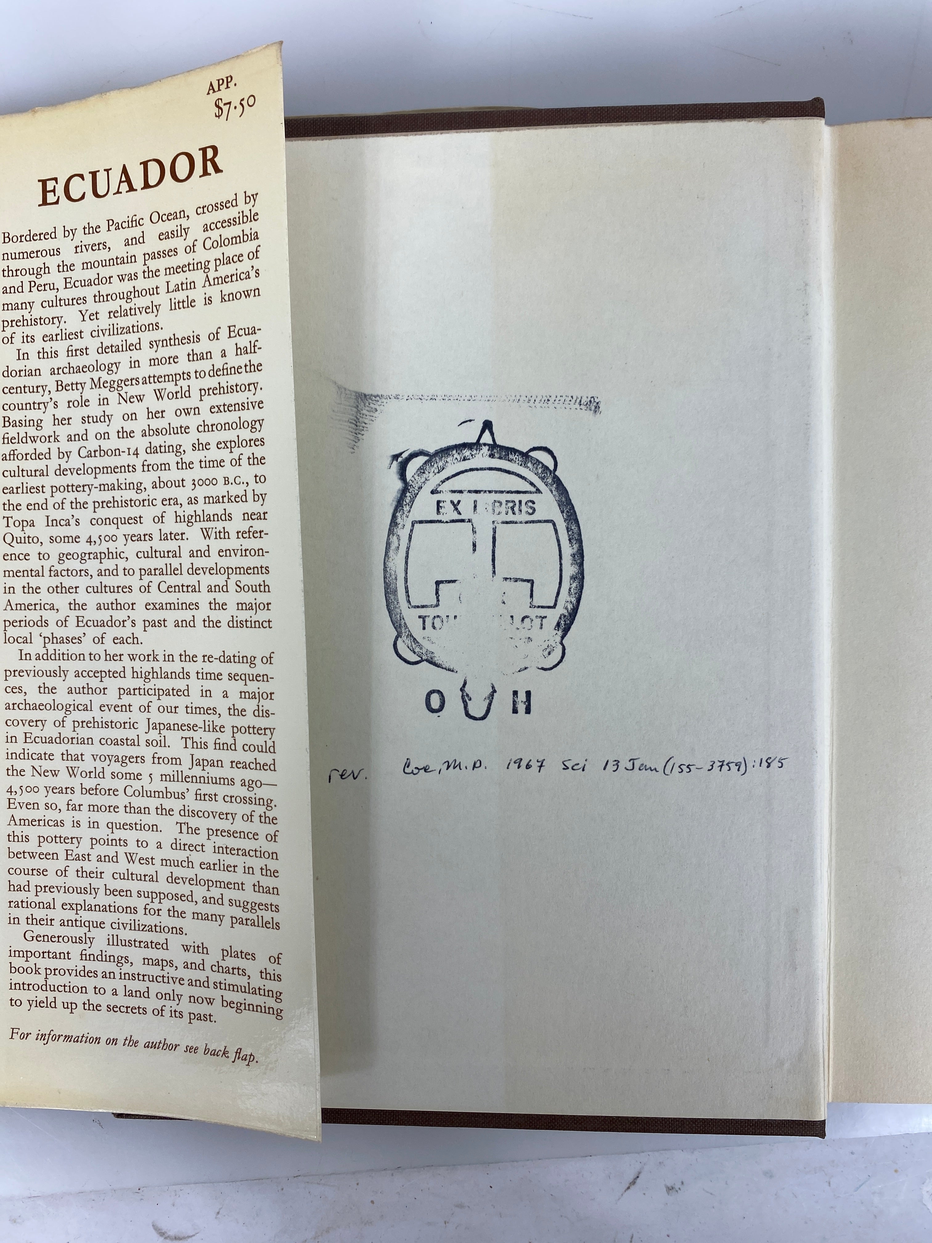 2 Vols: Colombia (Reichel-Dolmatoff)/Ecuador (Meggers) 1965-66 Praeger HCDJ