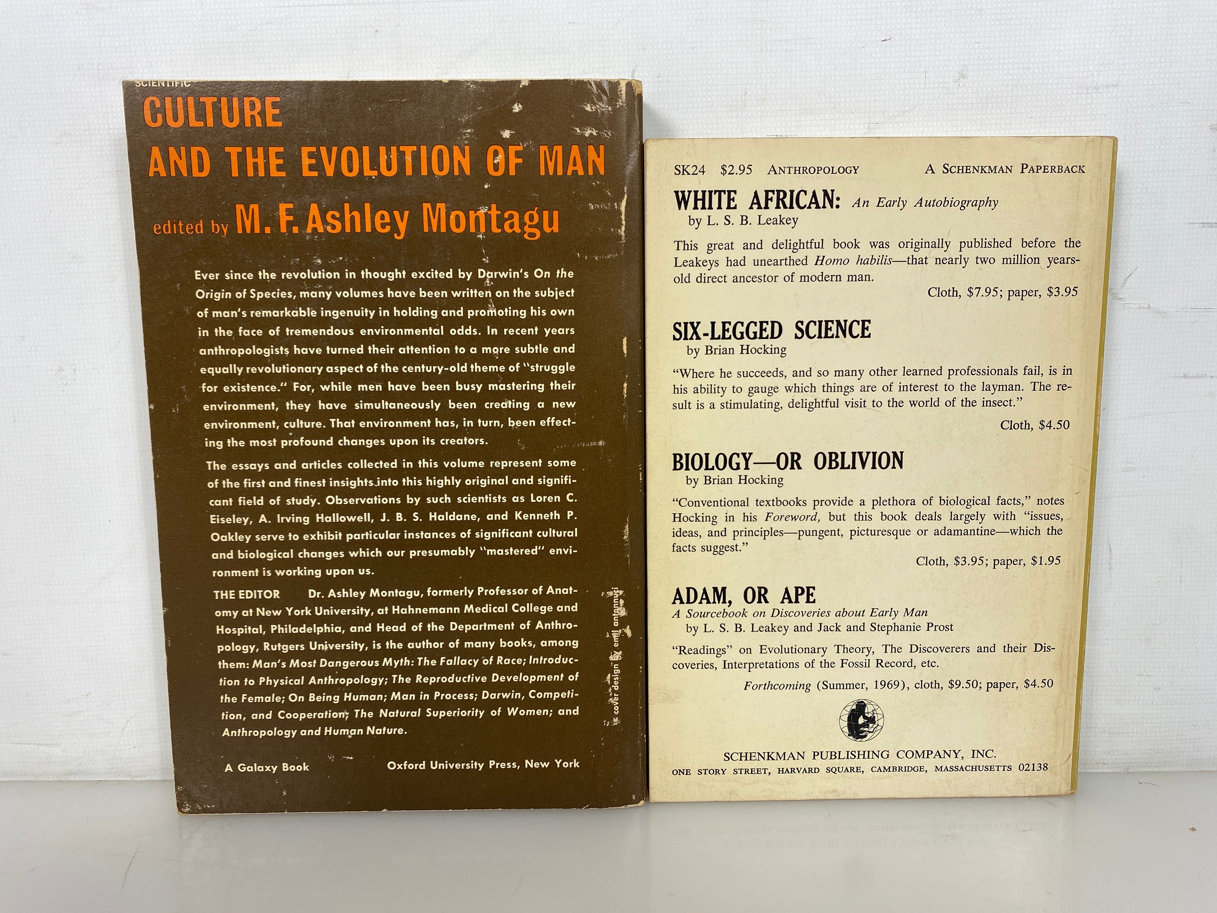 2 Vols: Culture & the Evolution of Man/Unveiling Man's Origins 1967-69 SC