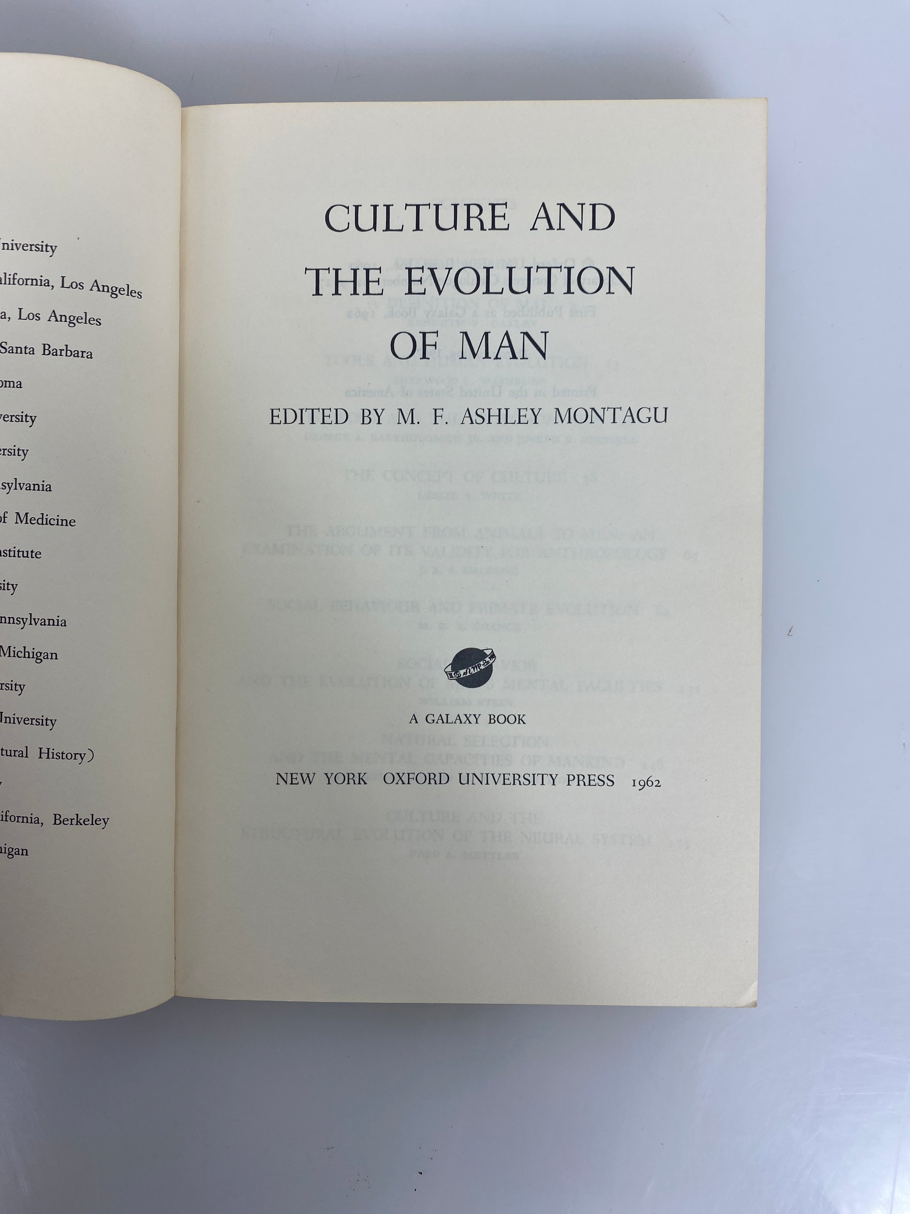 2 Vols: Culture & the Evolution of Man/Unveiling Man's Origins 1967-69 SC