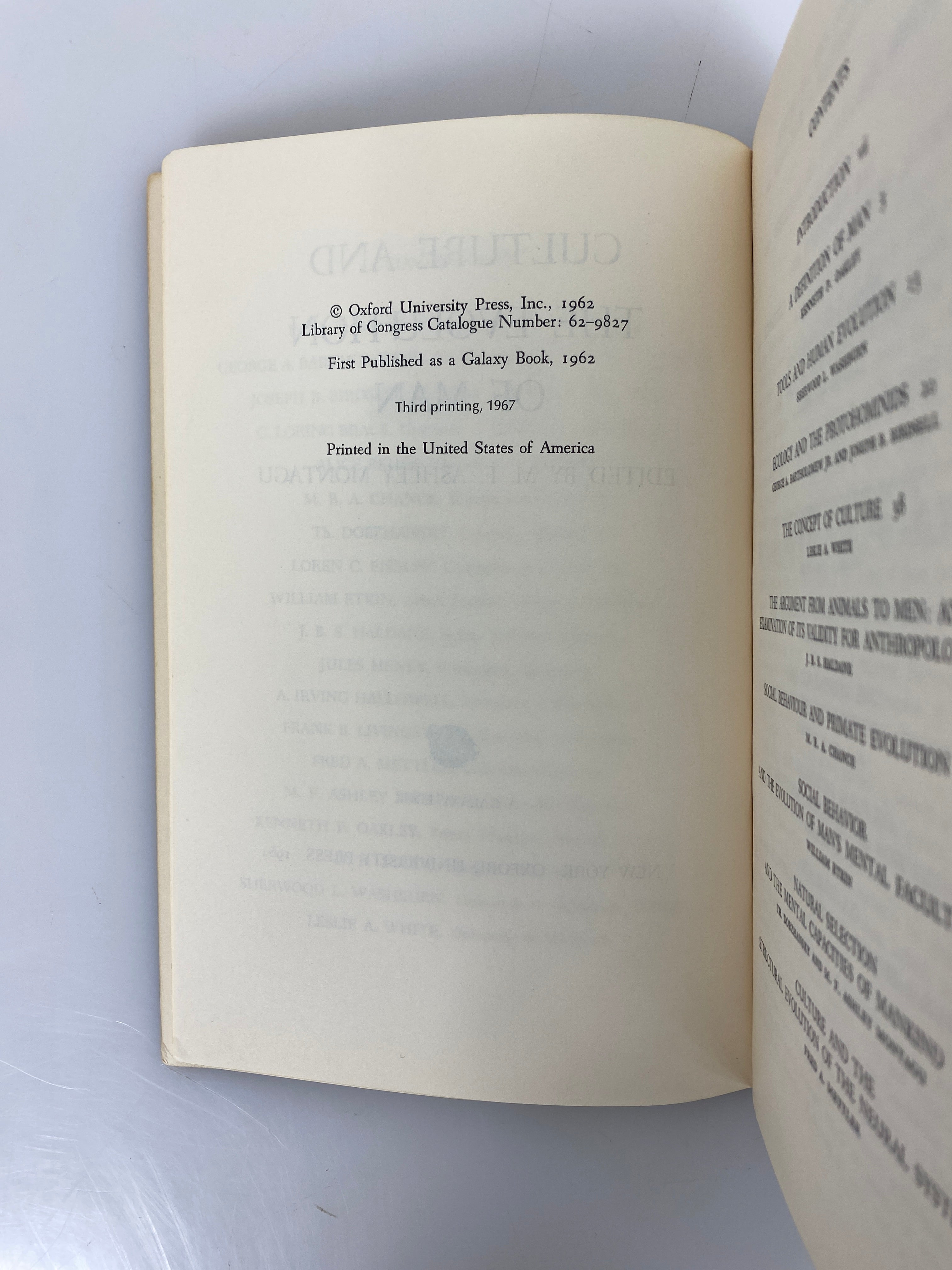 2 Vols: Culture & the Evolution of Man/Unveiling Man's Origins 1967-69 SC